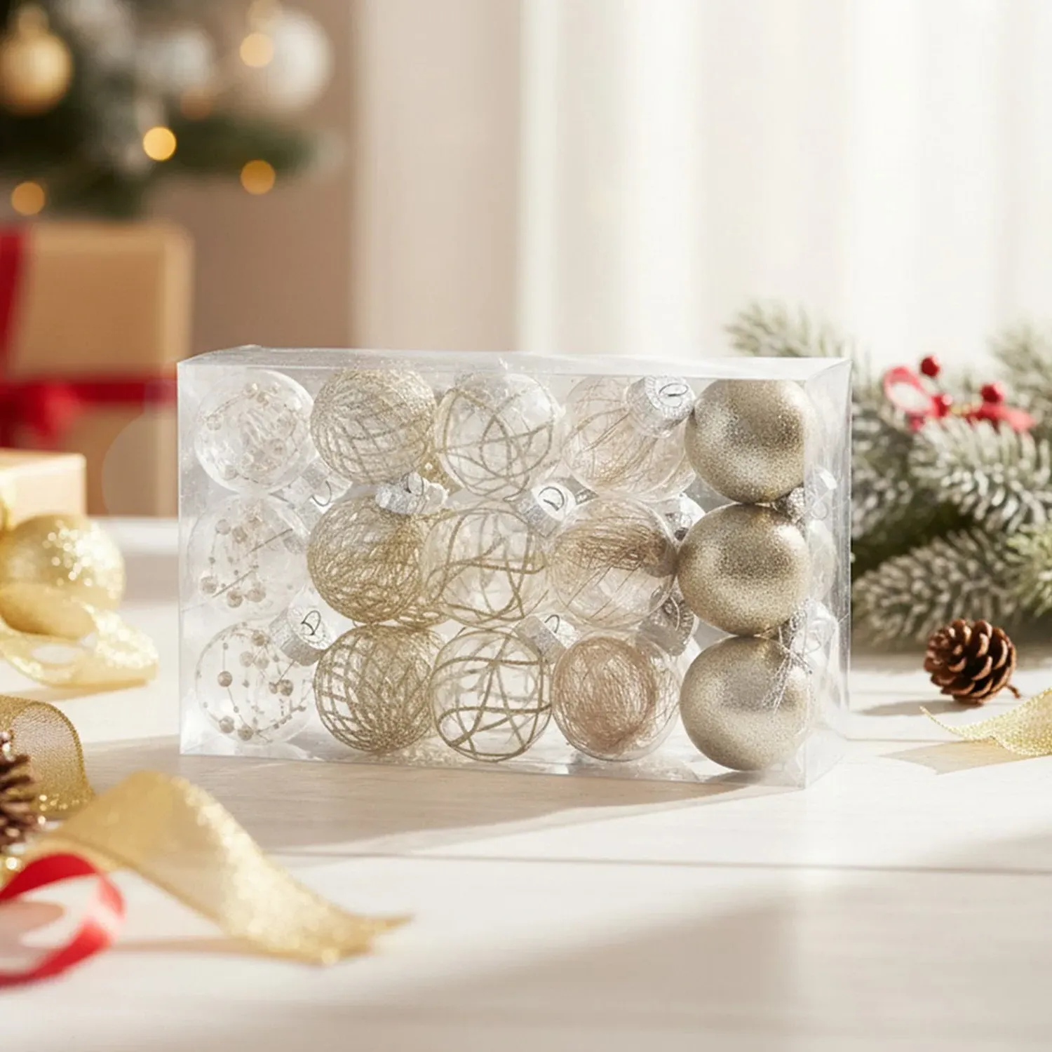 Champagne Christmas Baubles 30 Pack - Champagne by Julian Charles