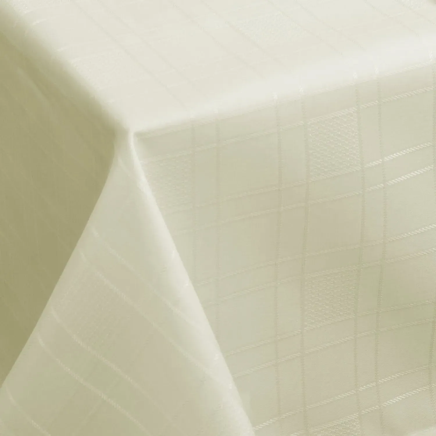 Chequers Round Jacquard Tablecloth - Cream, Polyester product