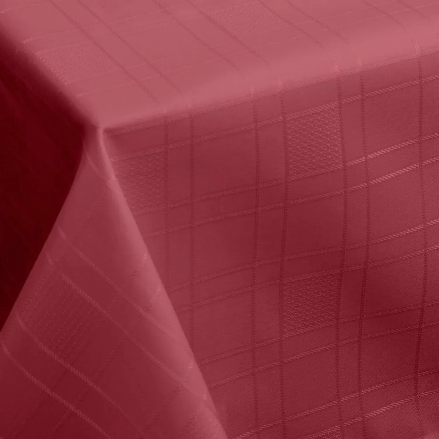 Chequers Round Jacquard Tablecloth - Wine Red, Polyester product