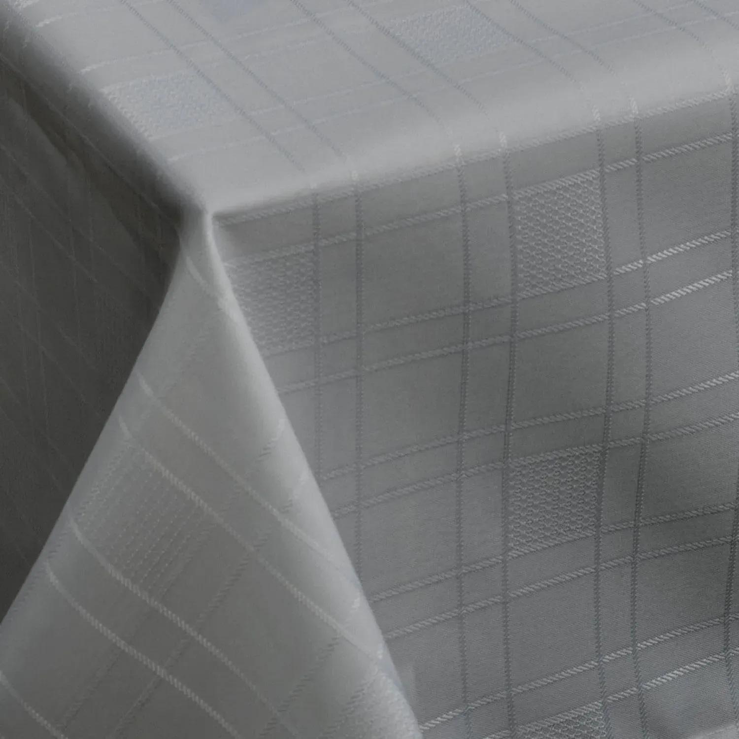 Chequers Round Tablecloth - Grey, Jacquard Polyester product