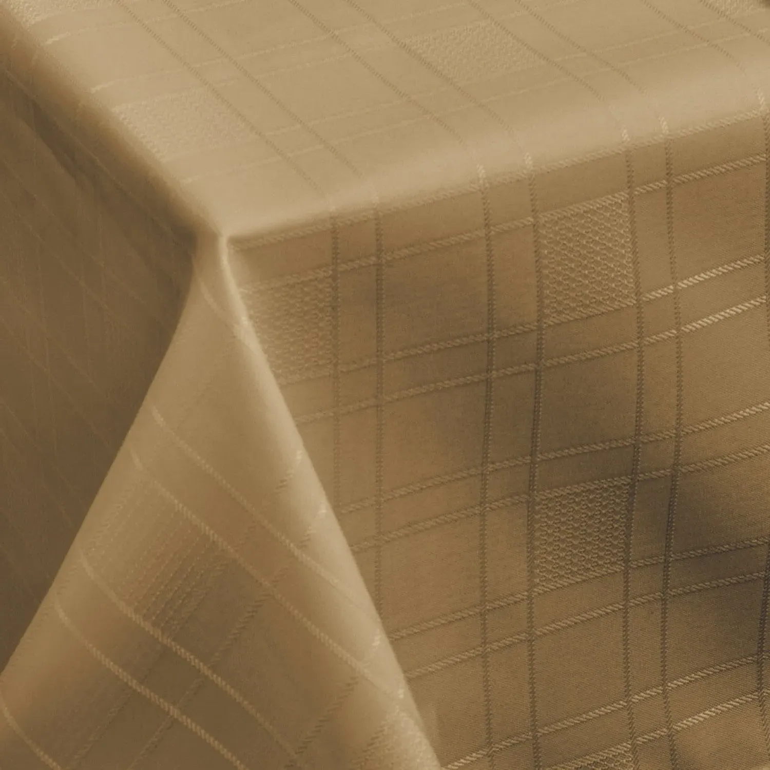 Chequers Round Tablecloth Jacquard Check - Brown, Polyester product