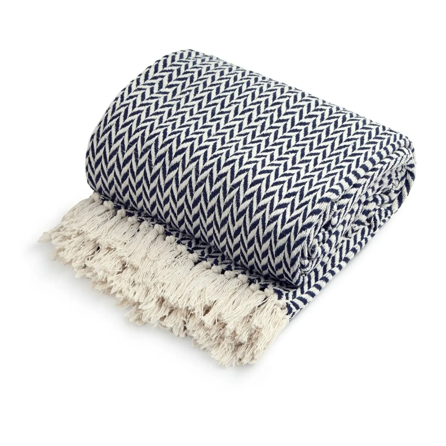 Cherokee Scandi Woven Throw - Navy, Recycled Cotton product