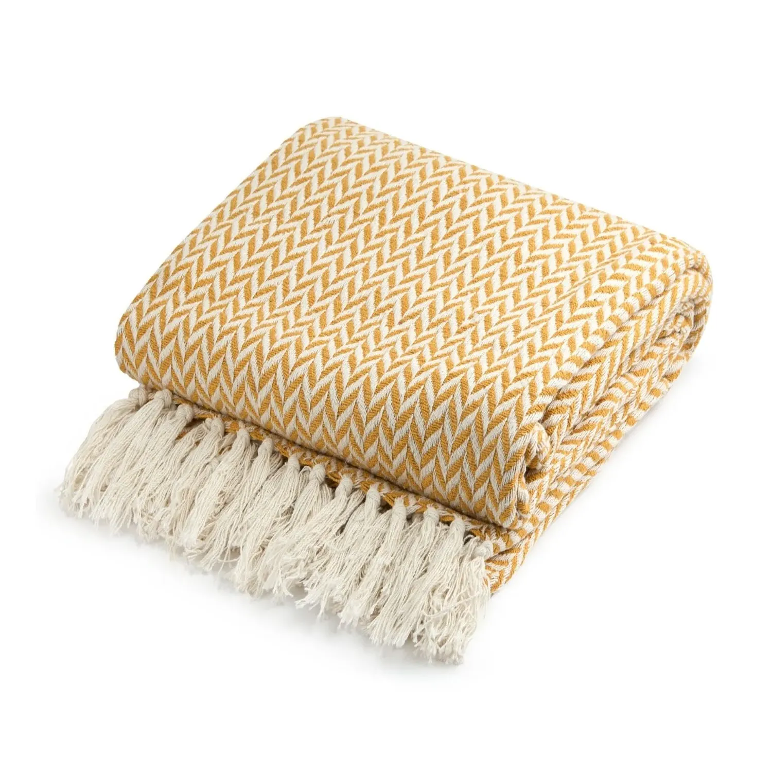 Cherokee Scandi Woven Throw - Ochre, Recycled Cotton product