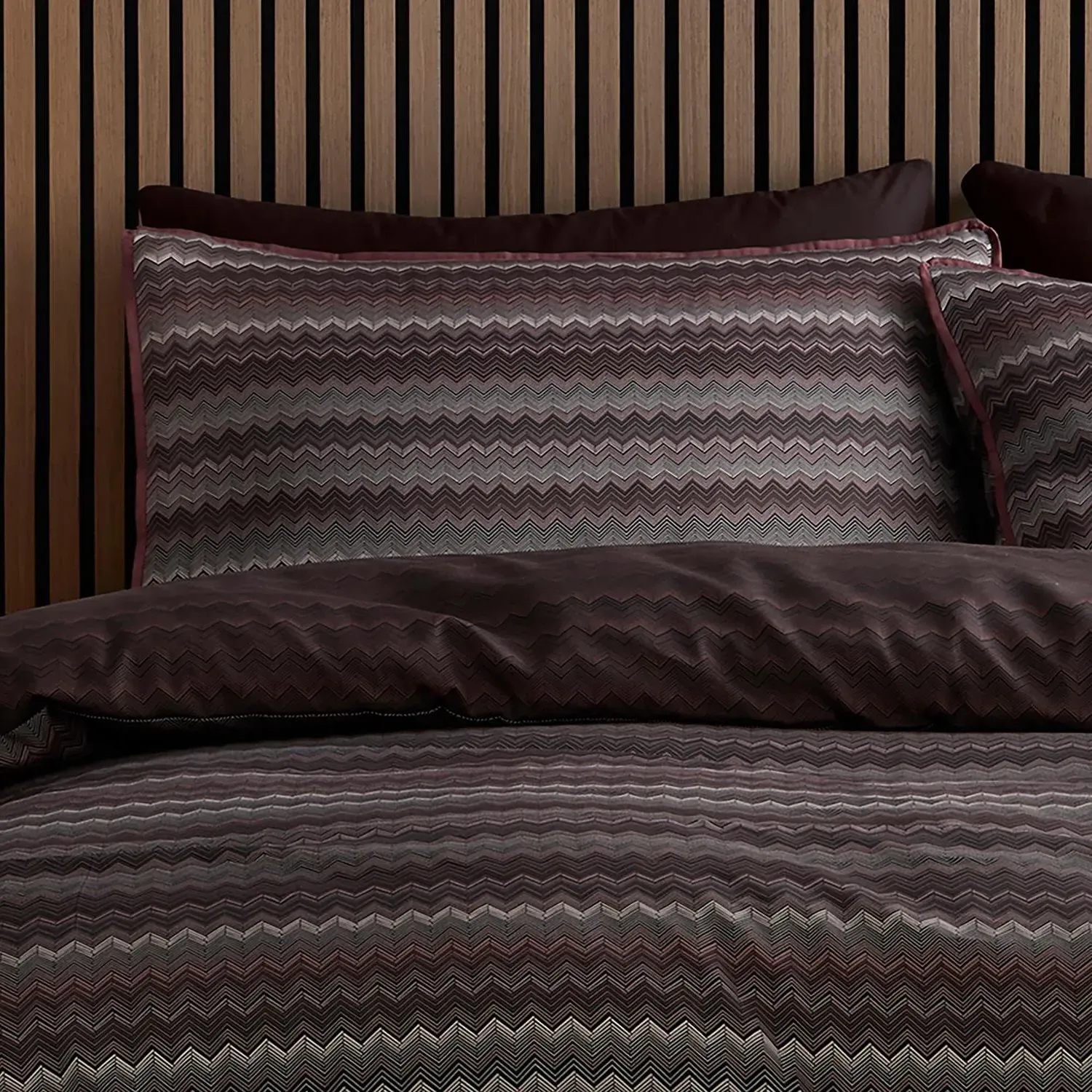 Chevron Cotton Stripe Super King Duvet Set - Brown, Cotton Sateen by Julian Charles, image 2