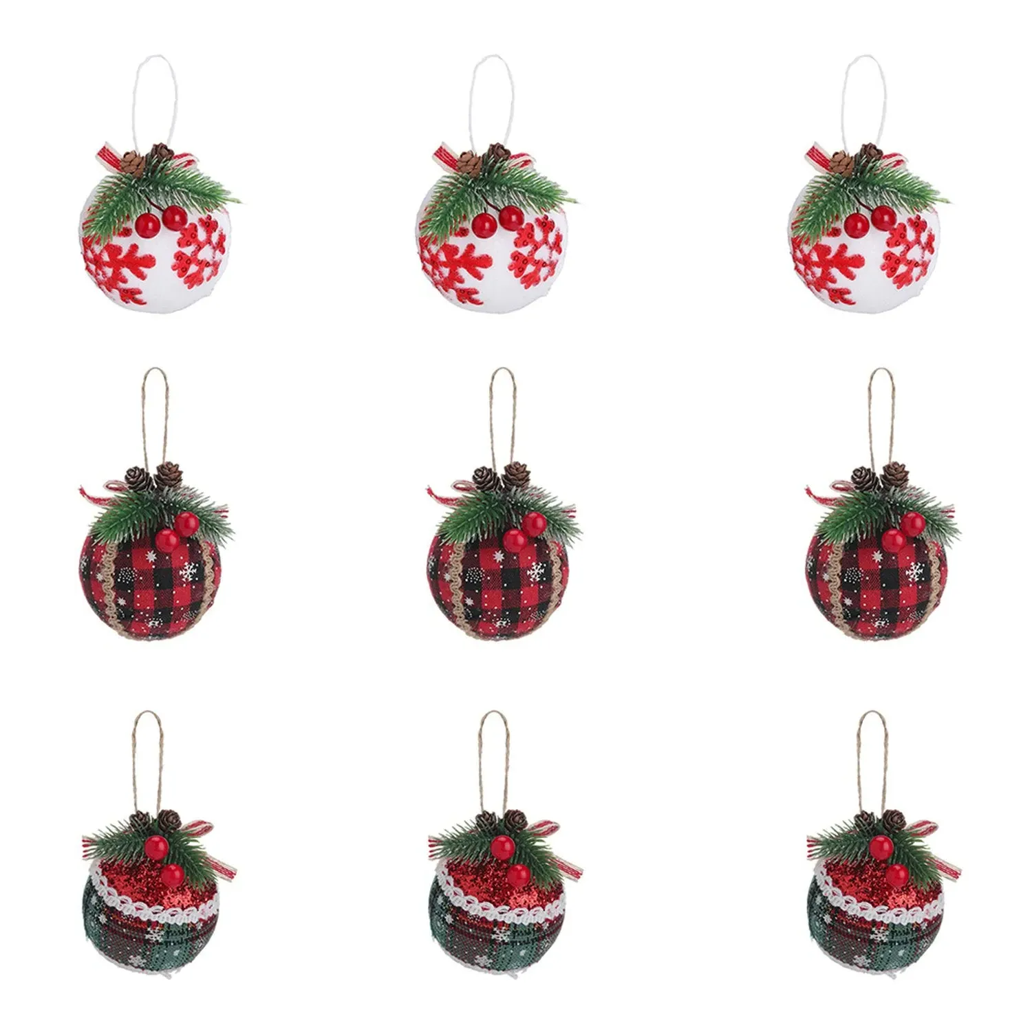 Christmas Bauble 9 Pack - Red, Green, White by Julian Charles