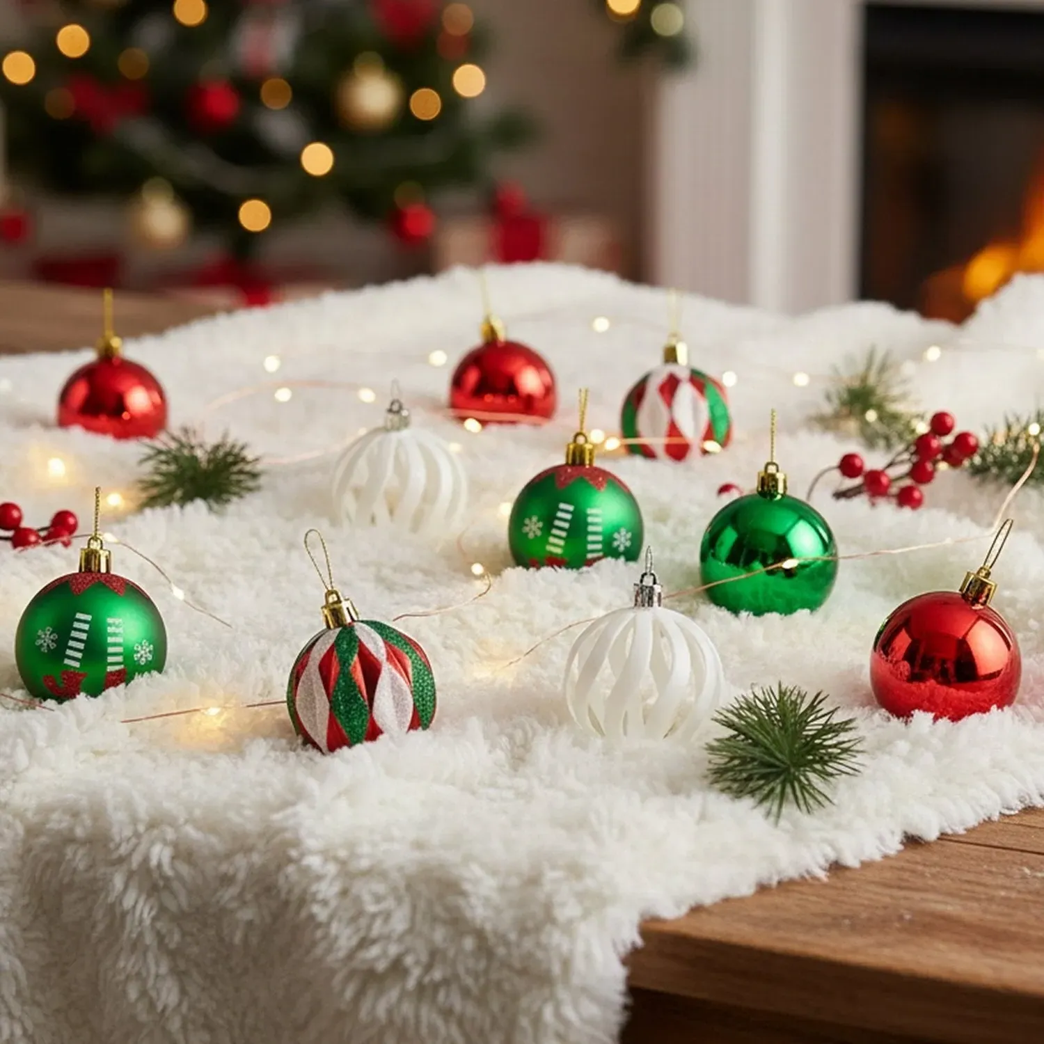 Christmas Bauble Set 30 Pack - Red, Green, White by Julian Charles, alternate view