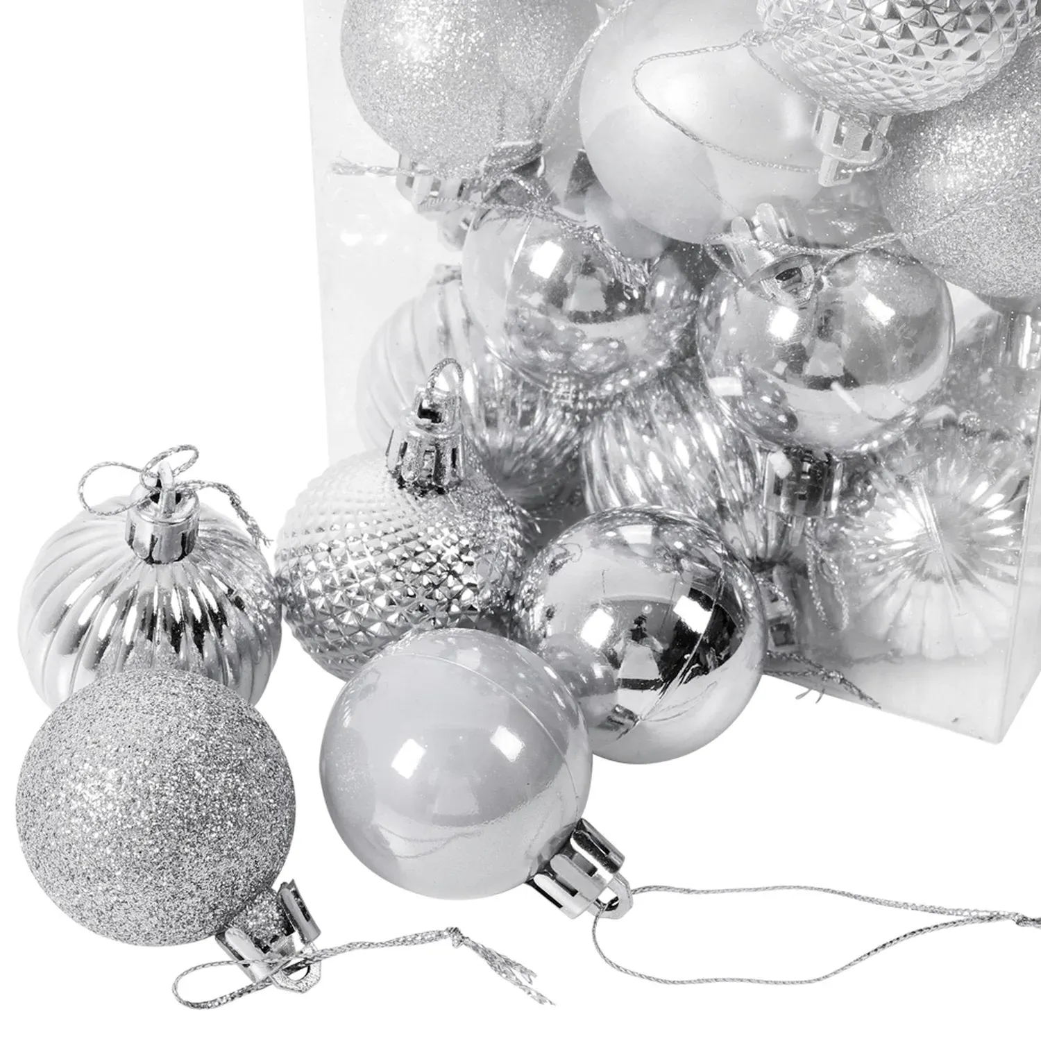 Christmas Baubles 36 Pack - Silver by Julian Charles
