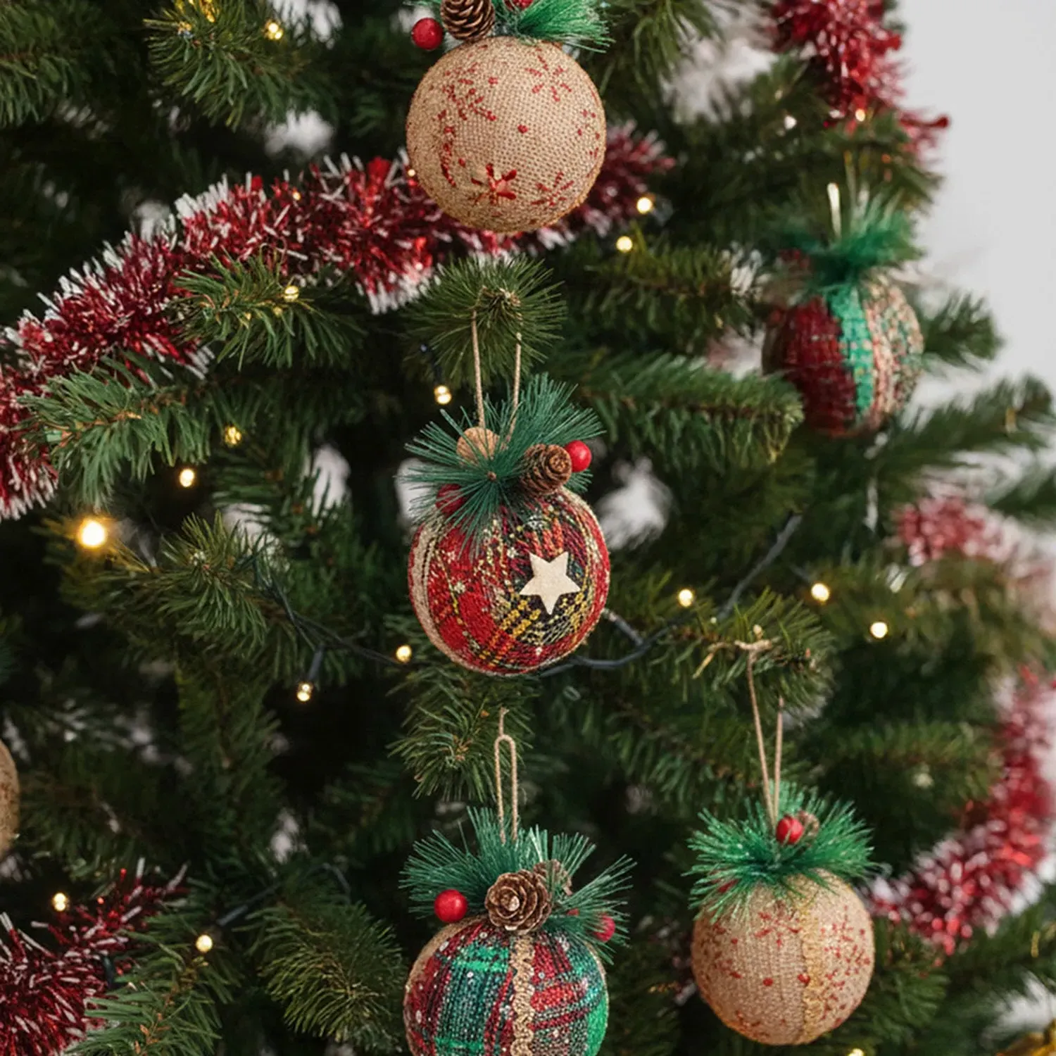 Christmas Baubles 9 Pack - Khaki, Red & Green by Julian Charles, image 2