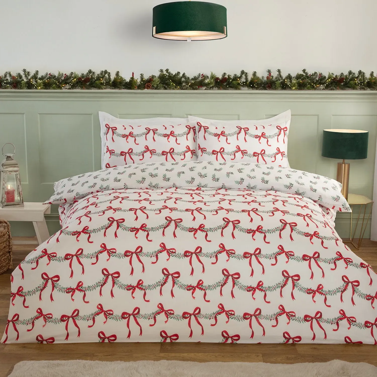 Christmas Bows Double Reversible Duvet Set - Multi by Julian Charles, image 2