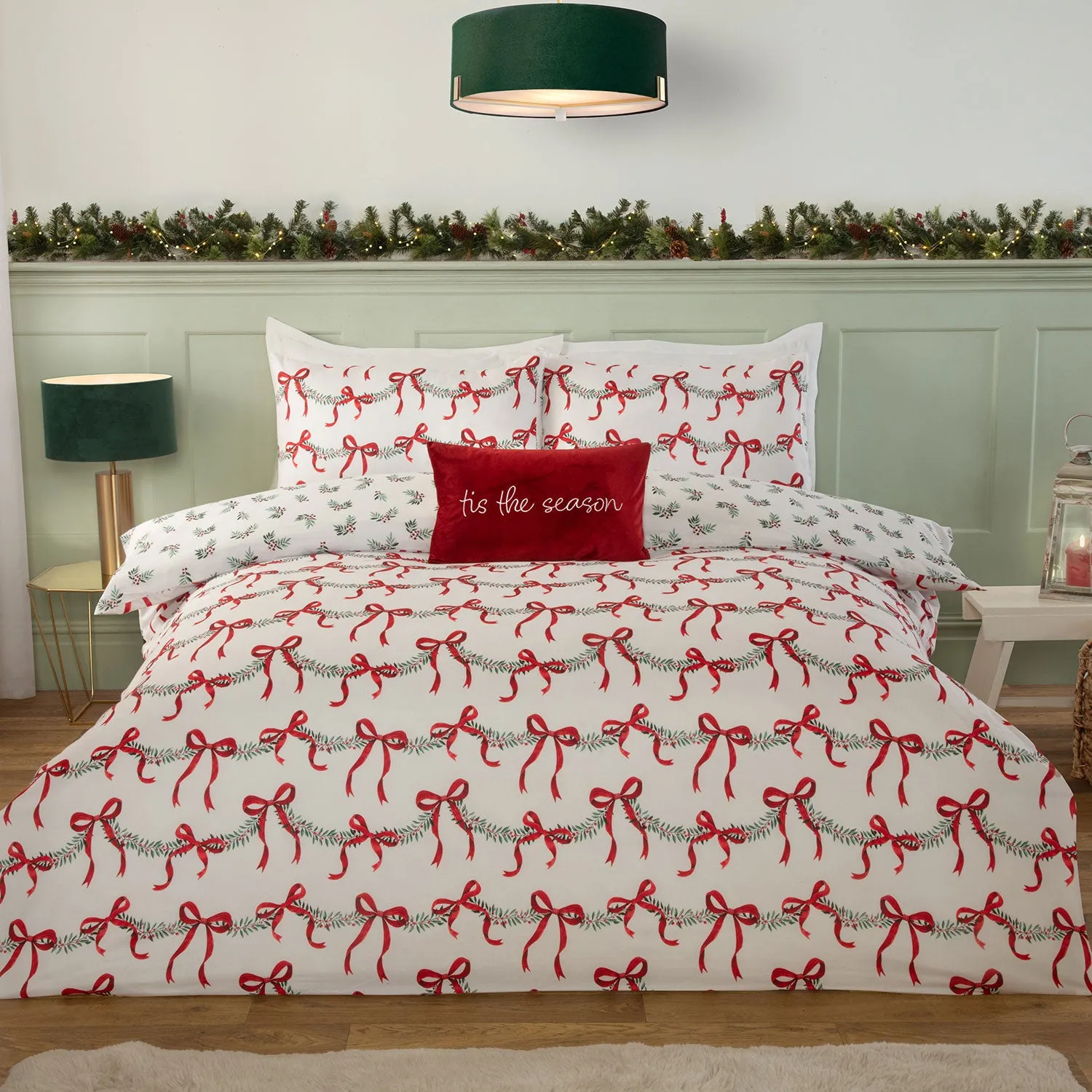 Christmas Bows King Size Reversible Duvet Set - Multi by Julian Charles