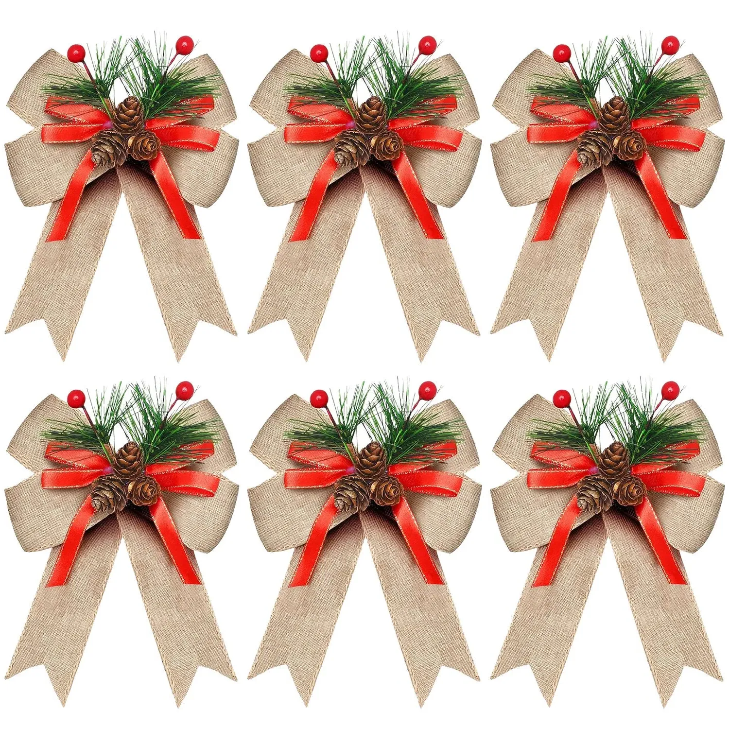 Christmas Bows Pine Cone 6 Pack - Beige by Julian Charles, image 2