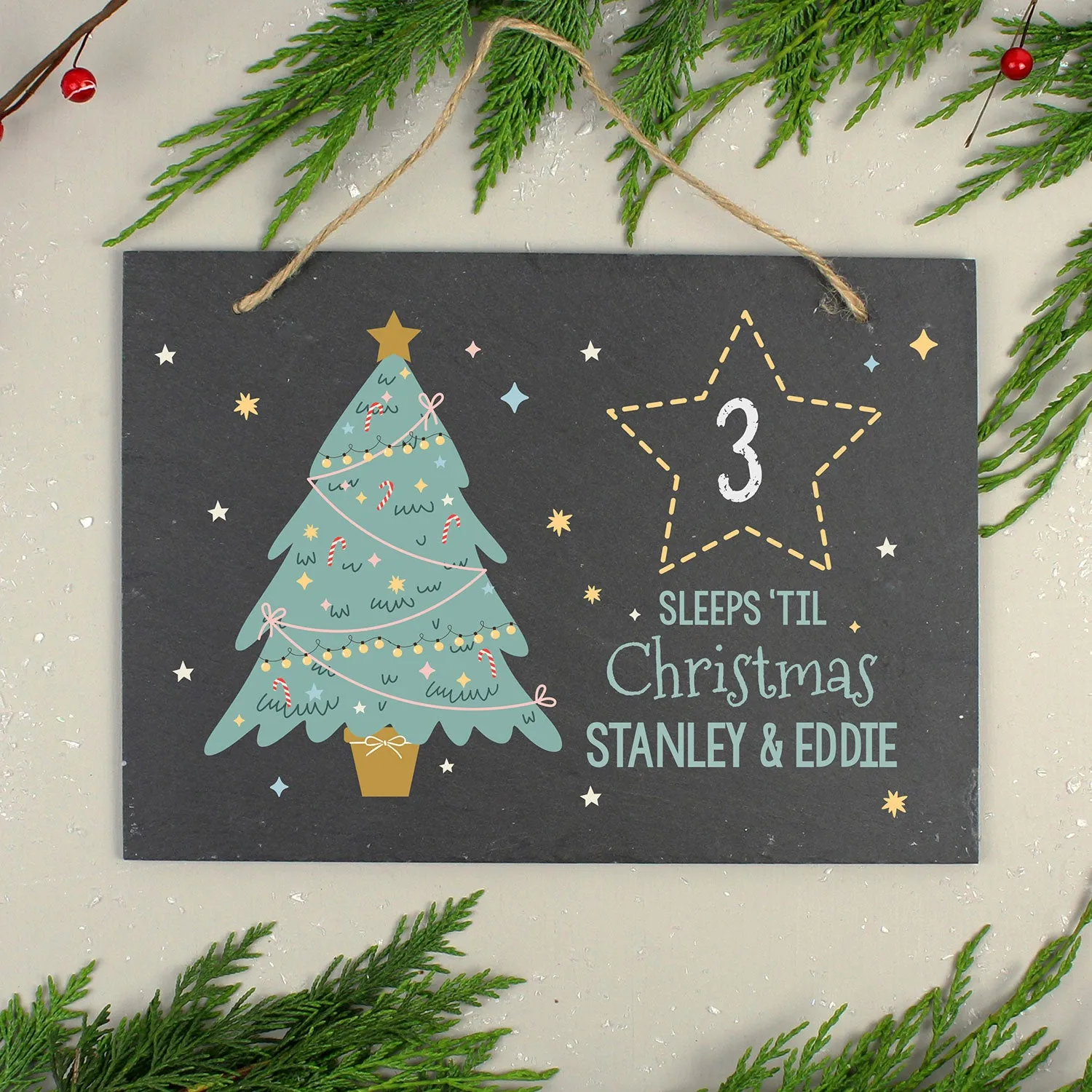 Christmas Chalk Countdown Hanging Slate Sign - Black by Julian Charles, alternate view