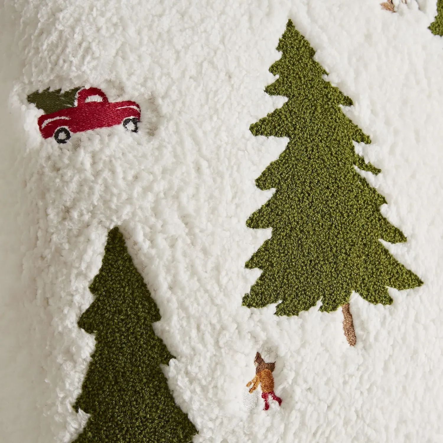 Christmas Cushion with Appliqué - Natural, Boucle image