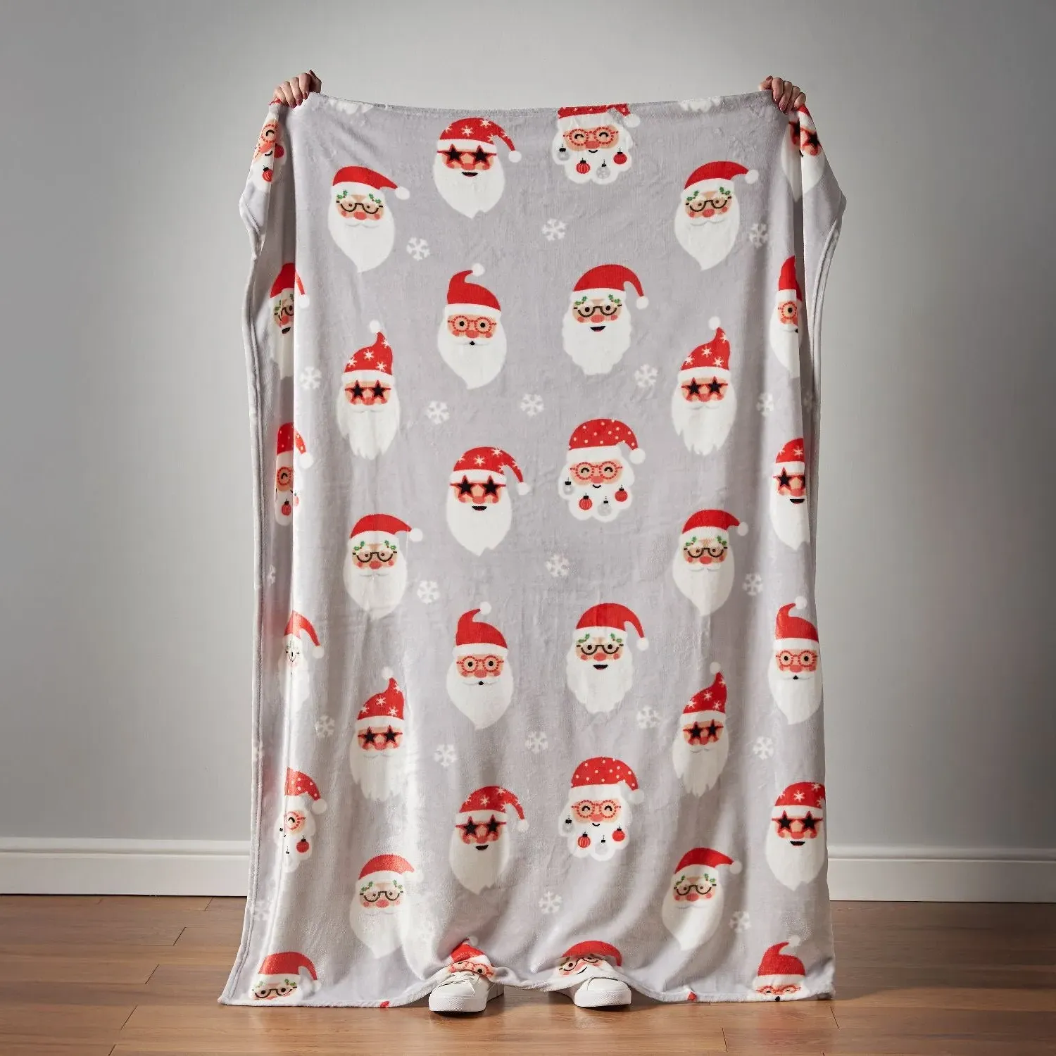 Christmas Fleece Throw - Grey