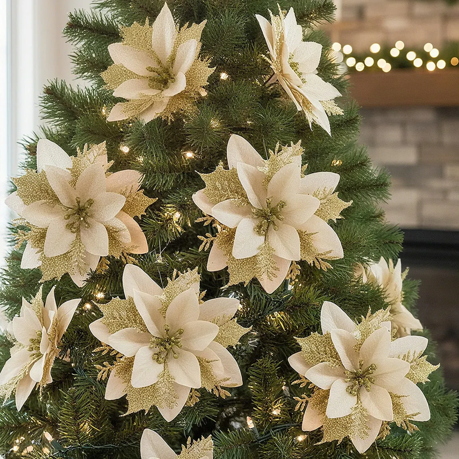 Christmas Flowers Ornament 24 Pack - Gold by Julian Charles, image 2