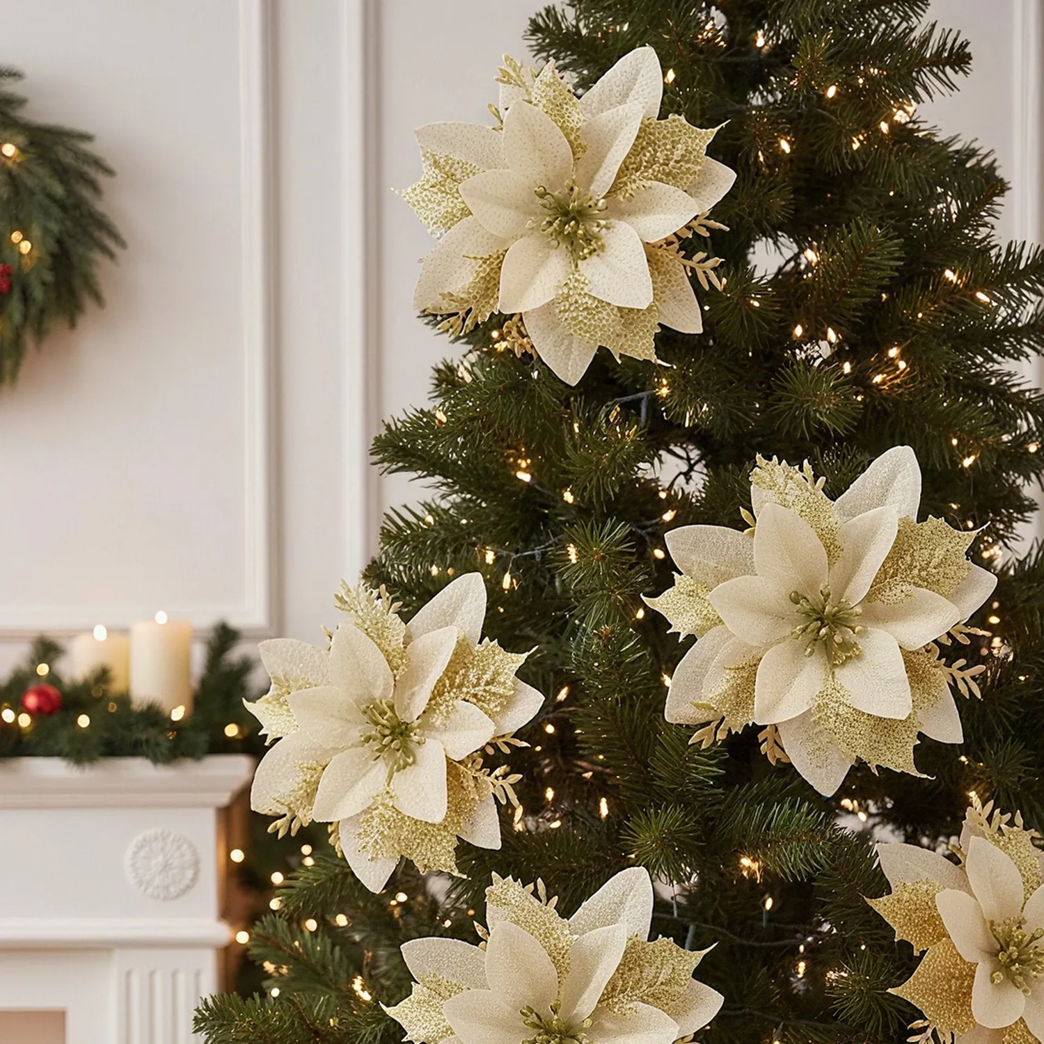 Christmas Flowers Ornament 24 Pack - Gold by Julian Charles