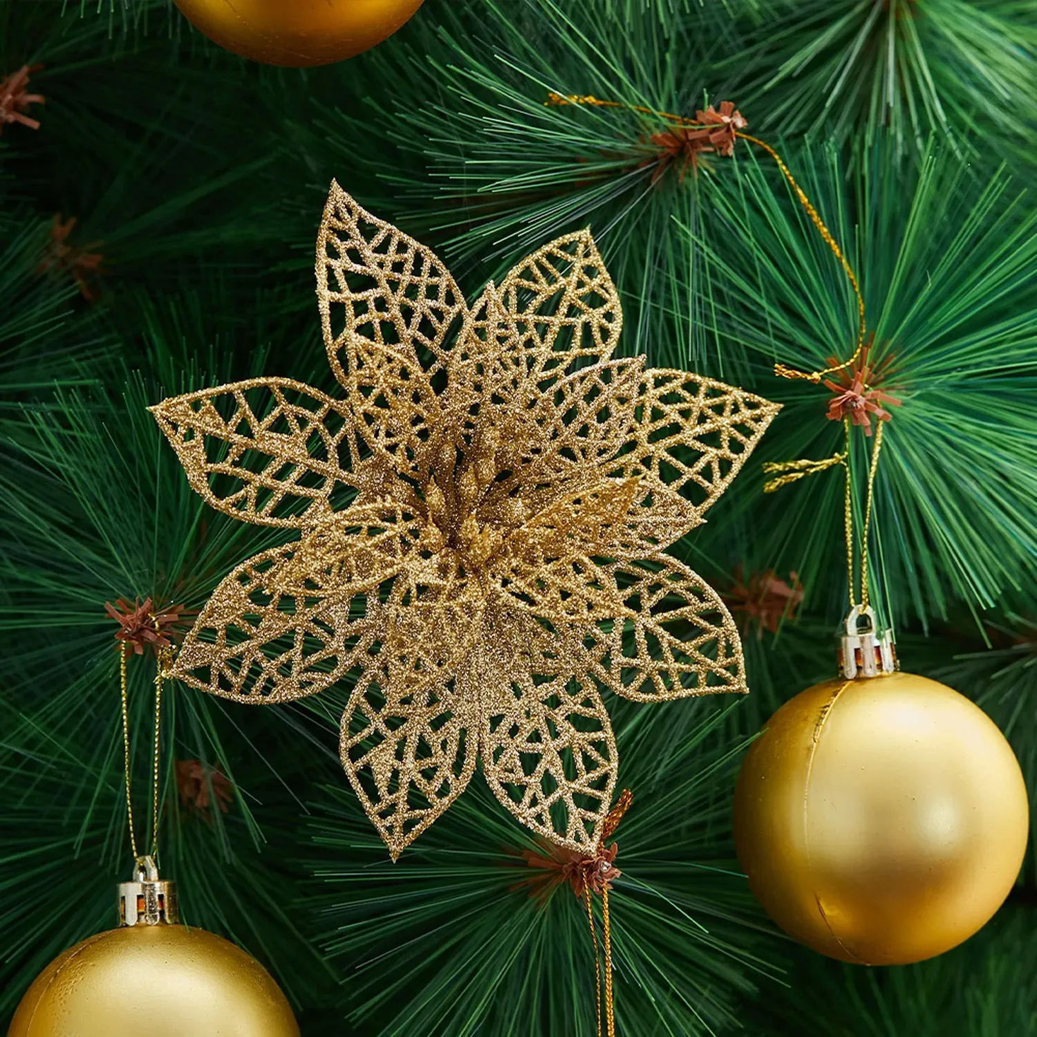 Christmas Flowers Ornament 30 Pack - Gold by Julian Charles
