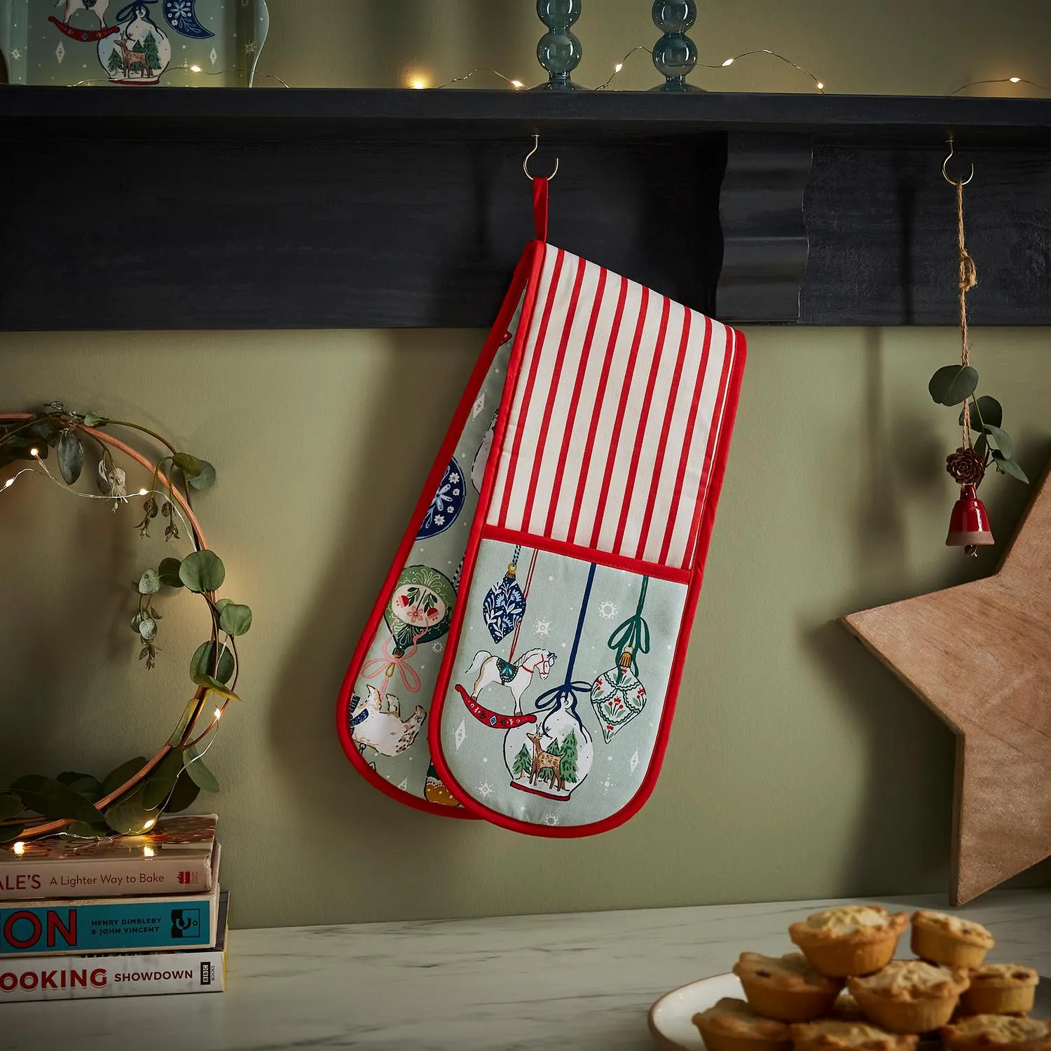 Christmas Ornaments Festive Print Double Oven Glove - Multi by Julian Charles, image 2