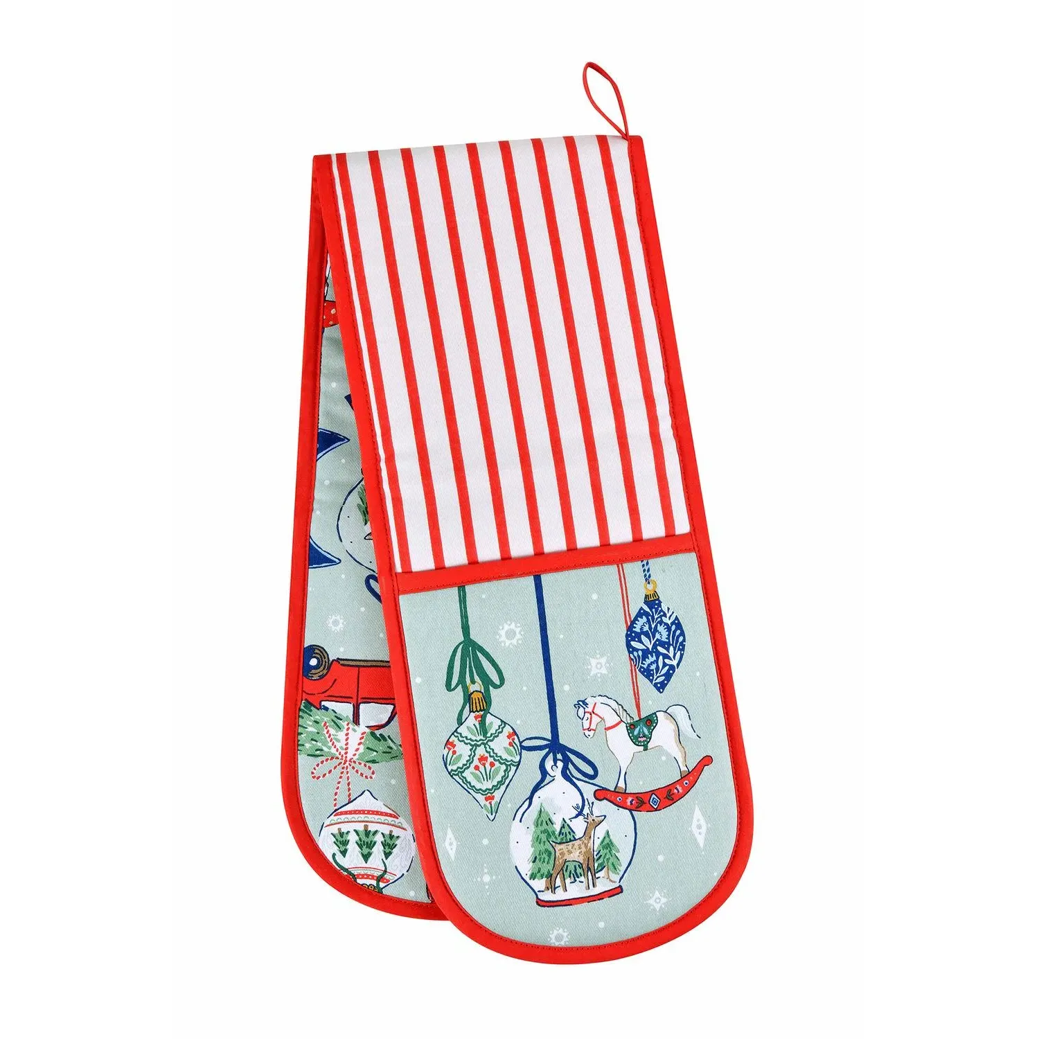 Christmas Ornaments Festive Print Double Oven Glove - Multi by Julian Charles