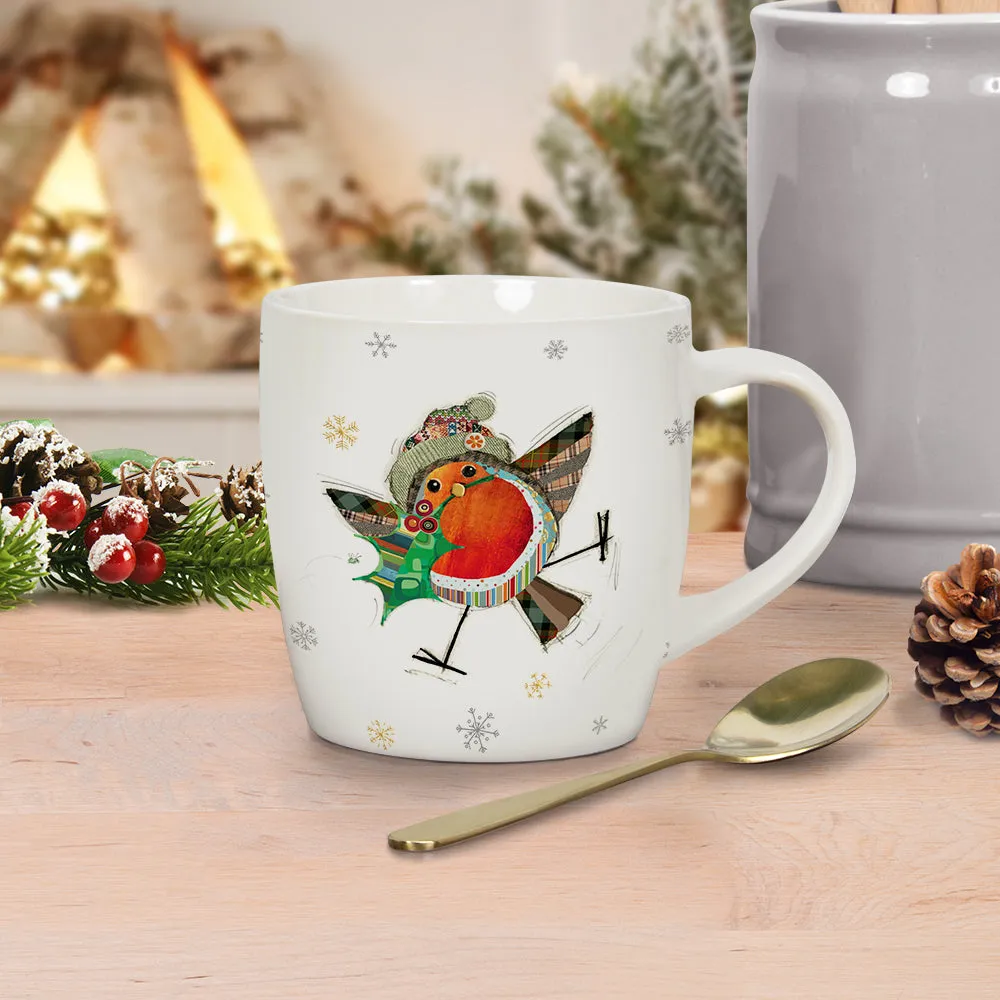 Christmas Robin & Holly Mug - Multi by Julian Charles
