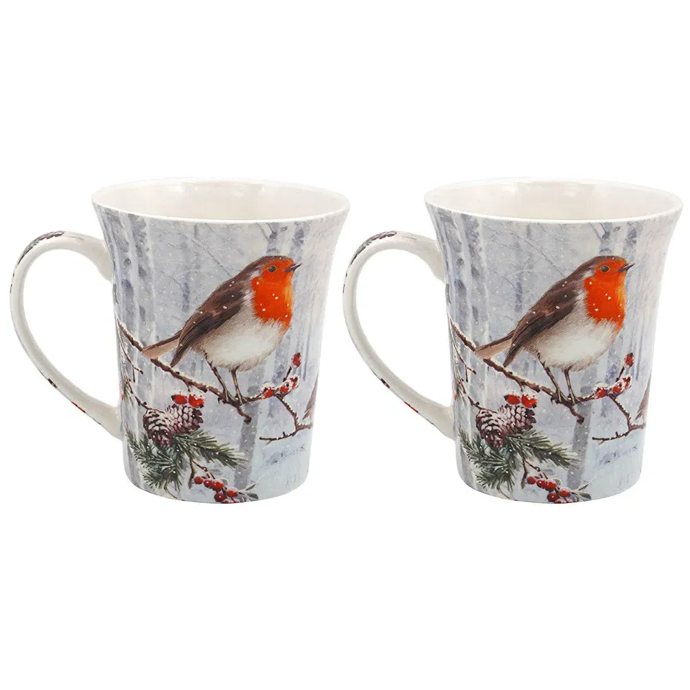 Christmas Robin Mug Set of 2 - Multi by Julian Charles