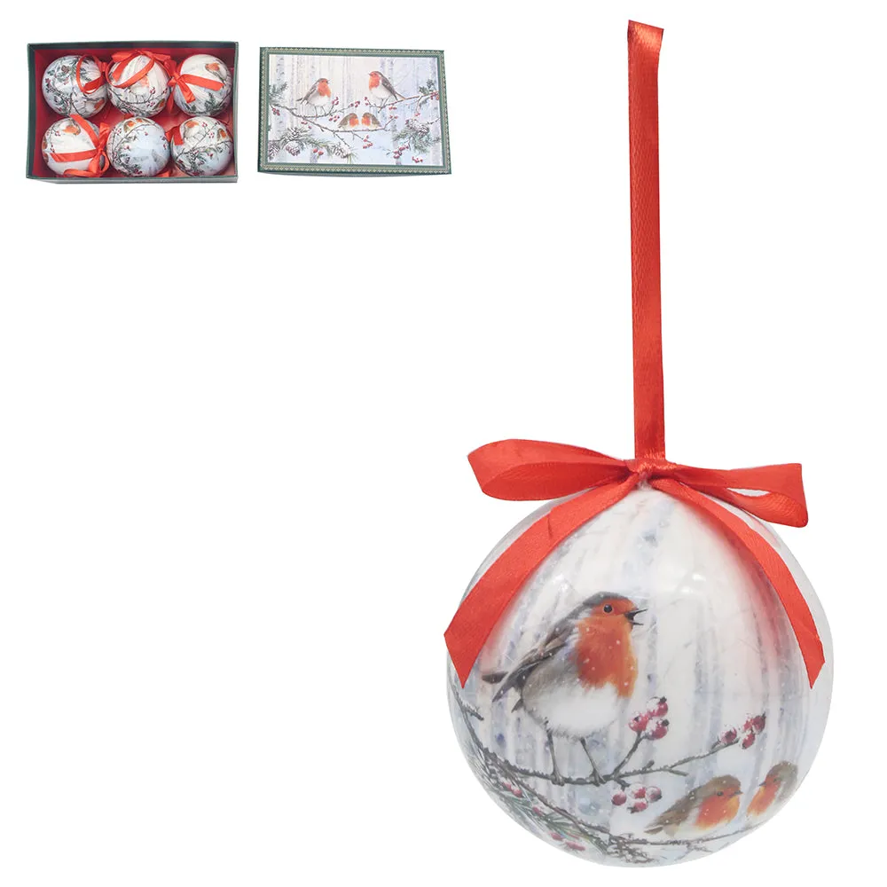 Christmas Robins Baubles Pack of 6 - Multi by Julian Charles