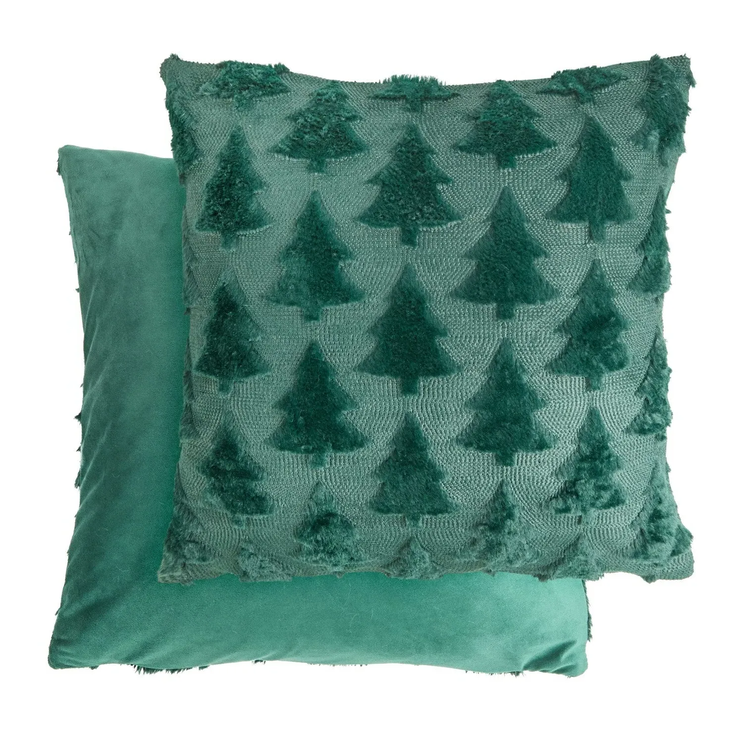 Christmas Tree Cushion Covers Pair - Green, Polyester