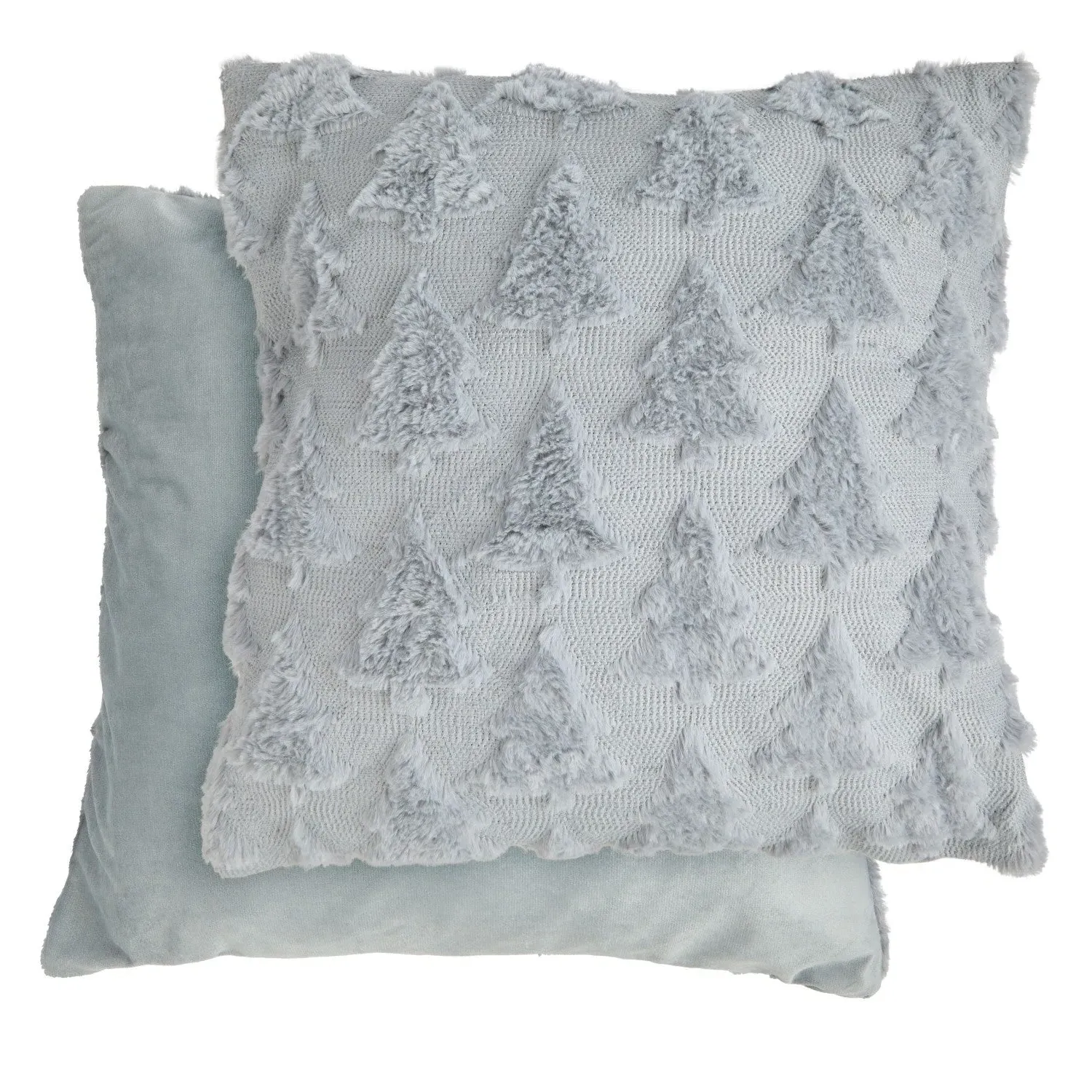 Christmas Tree Cushion Covers Pair - Silver, Polyester