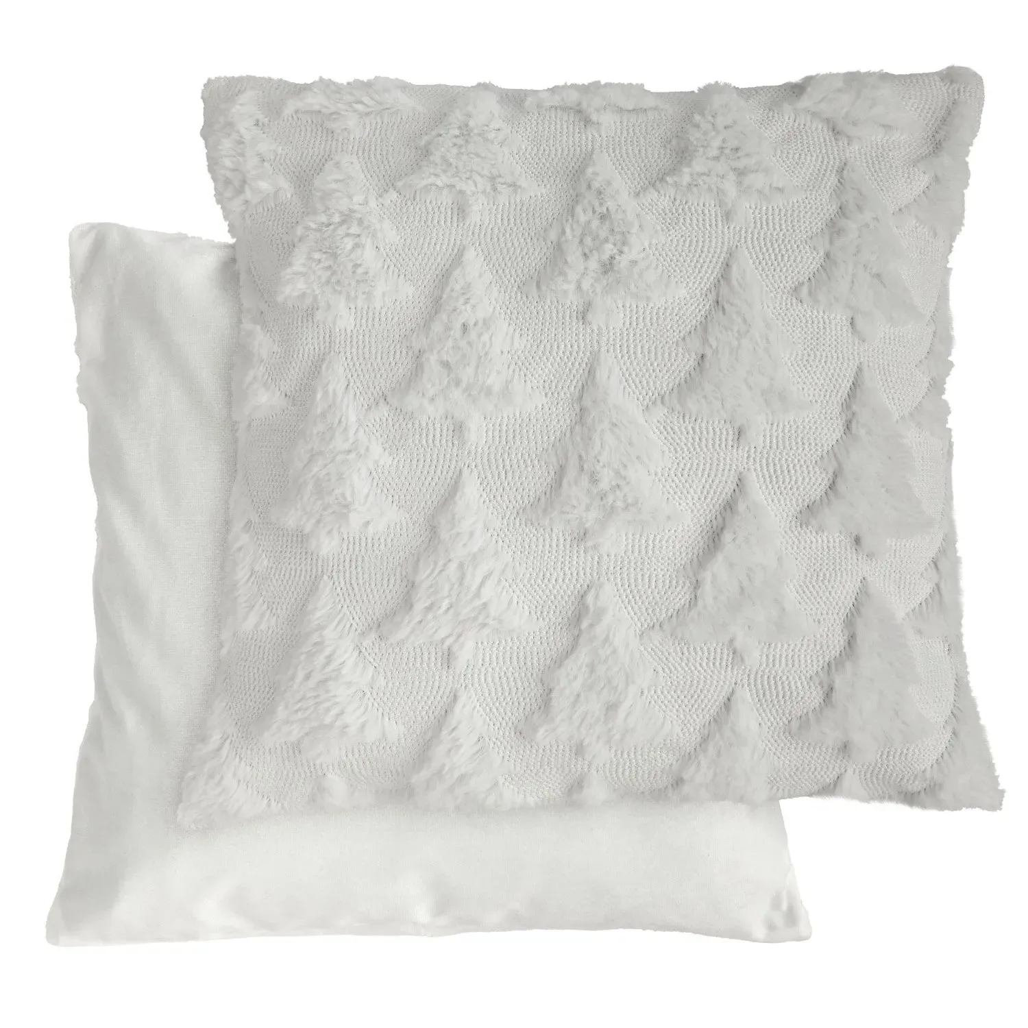 Christmas Tree Cushion Covers Pair - White, Polyester