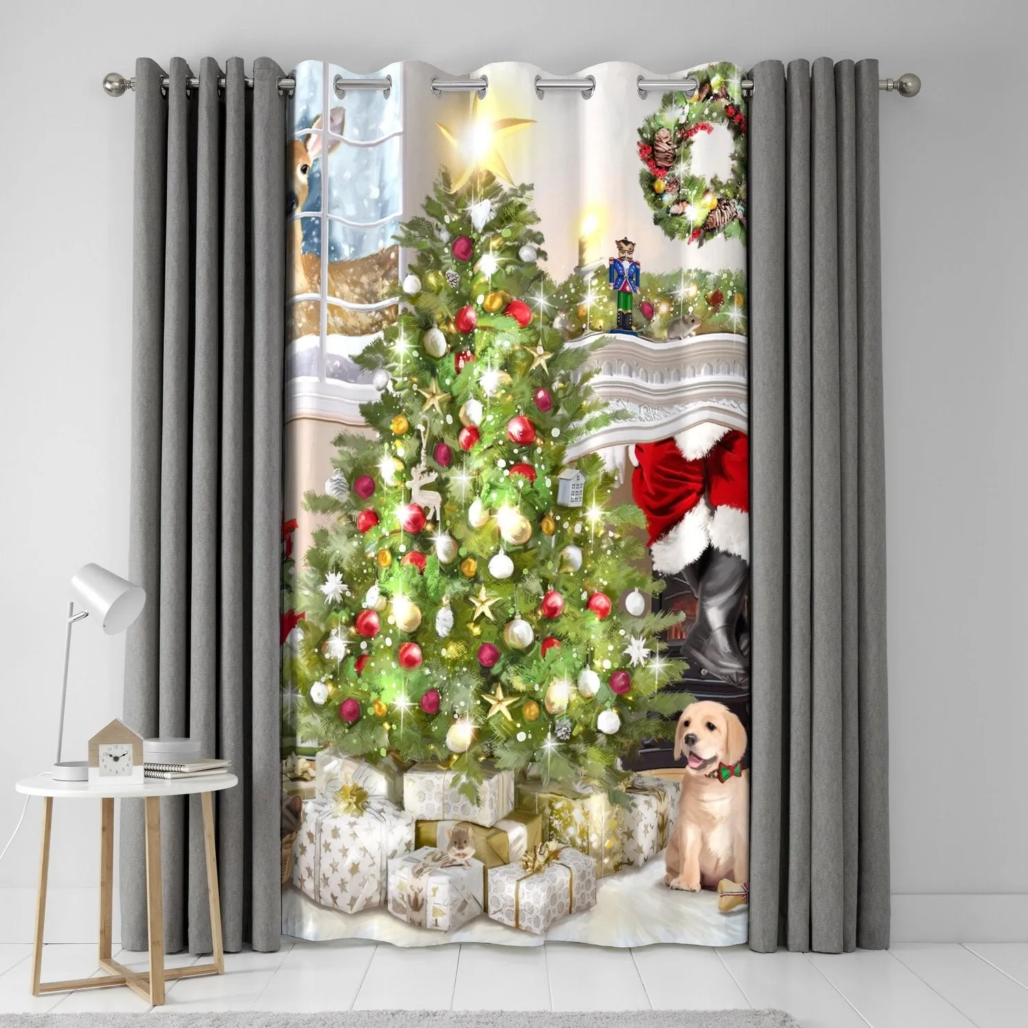Christmas Tree Eyelet Single Panel Door Curtain - Multi by Julian Charles, image 2