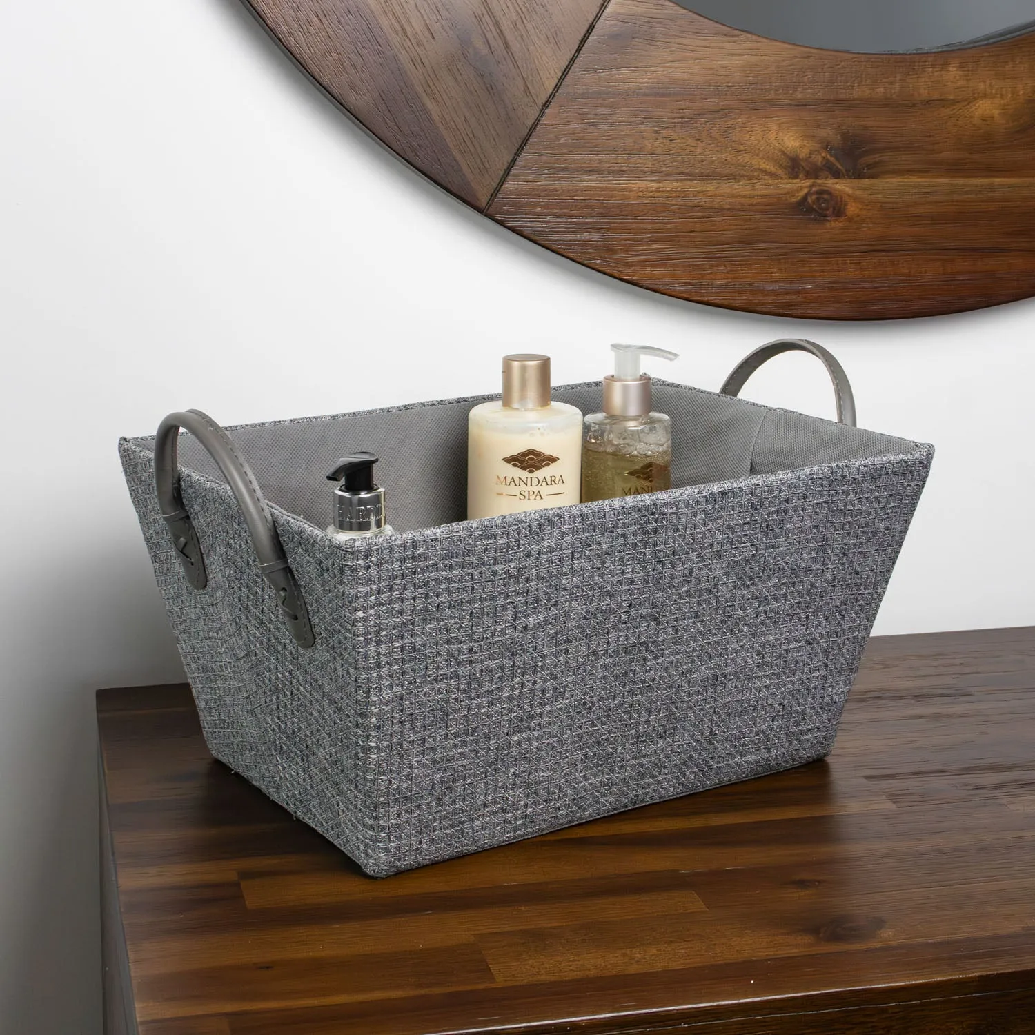 Chroma Rectangular Storage Basket with Handles - Grey product
