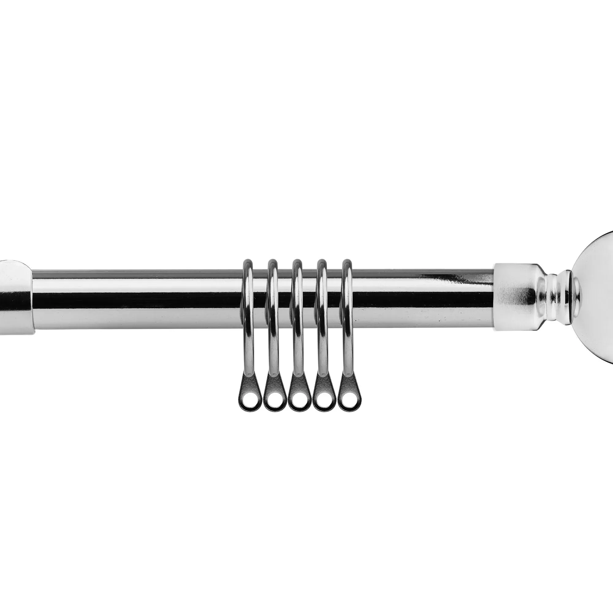 Chrome Ball Extendable Curtain Pole with Rings 1.2-2.1m - Silver alternate view