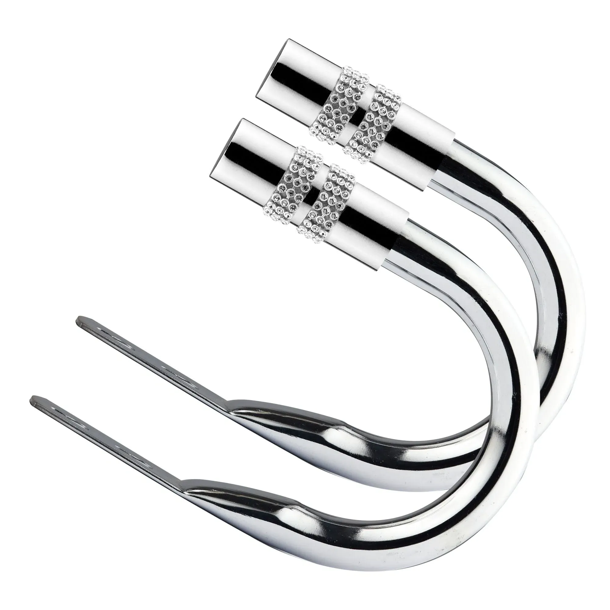 Chrome Diamante Curtain Holdbacks Pair - Silver alternate view