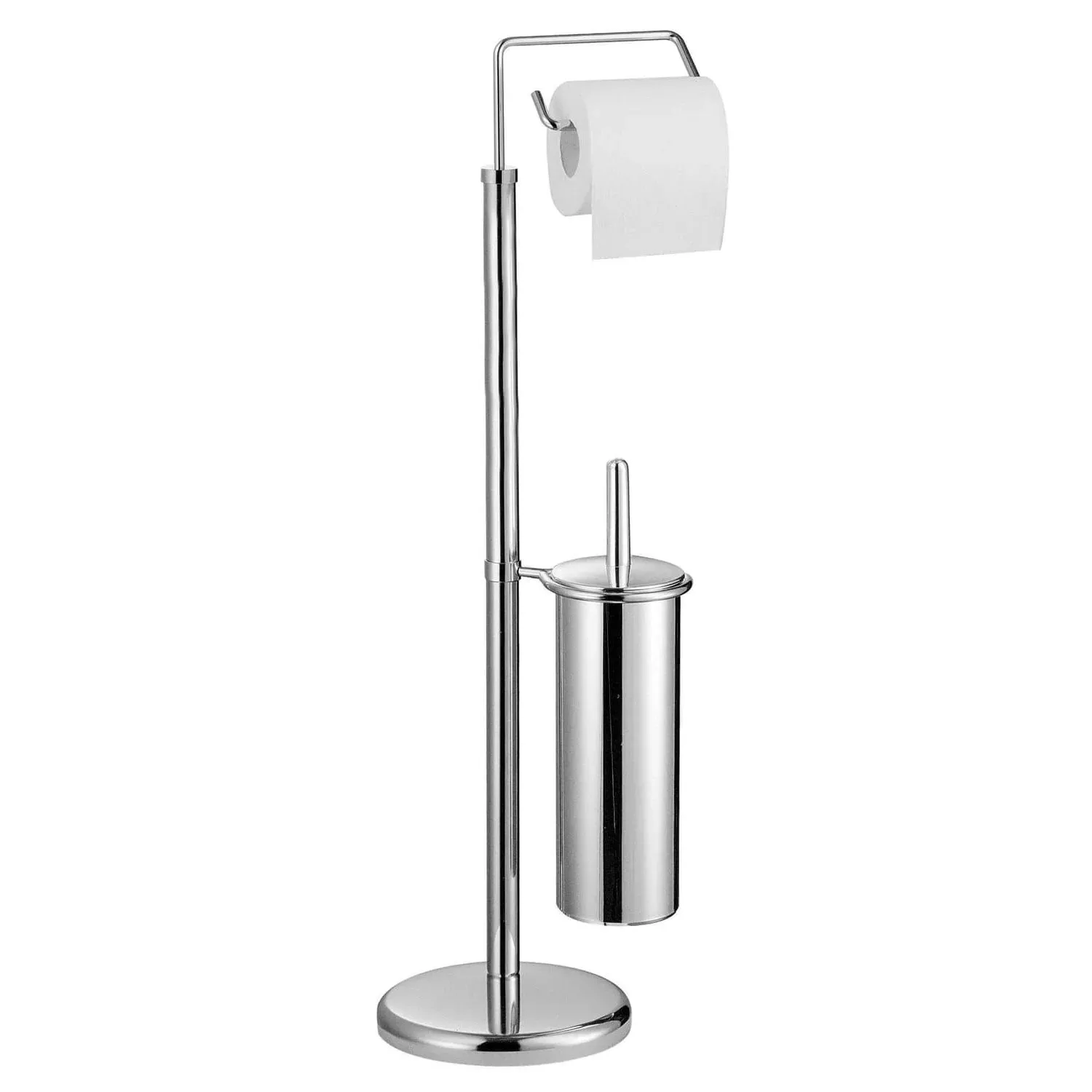 Chrome Toilet Brush & Roll Holder - Silver