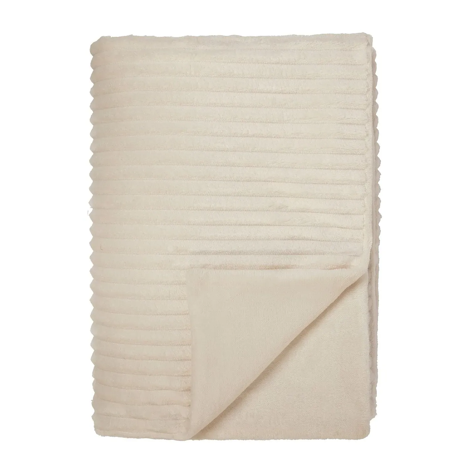 Chunky Ribbed Fleece Throw - Cream, Fleece image