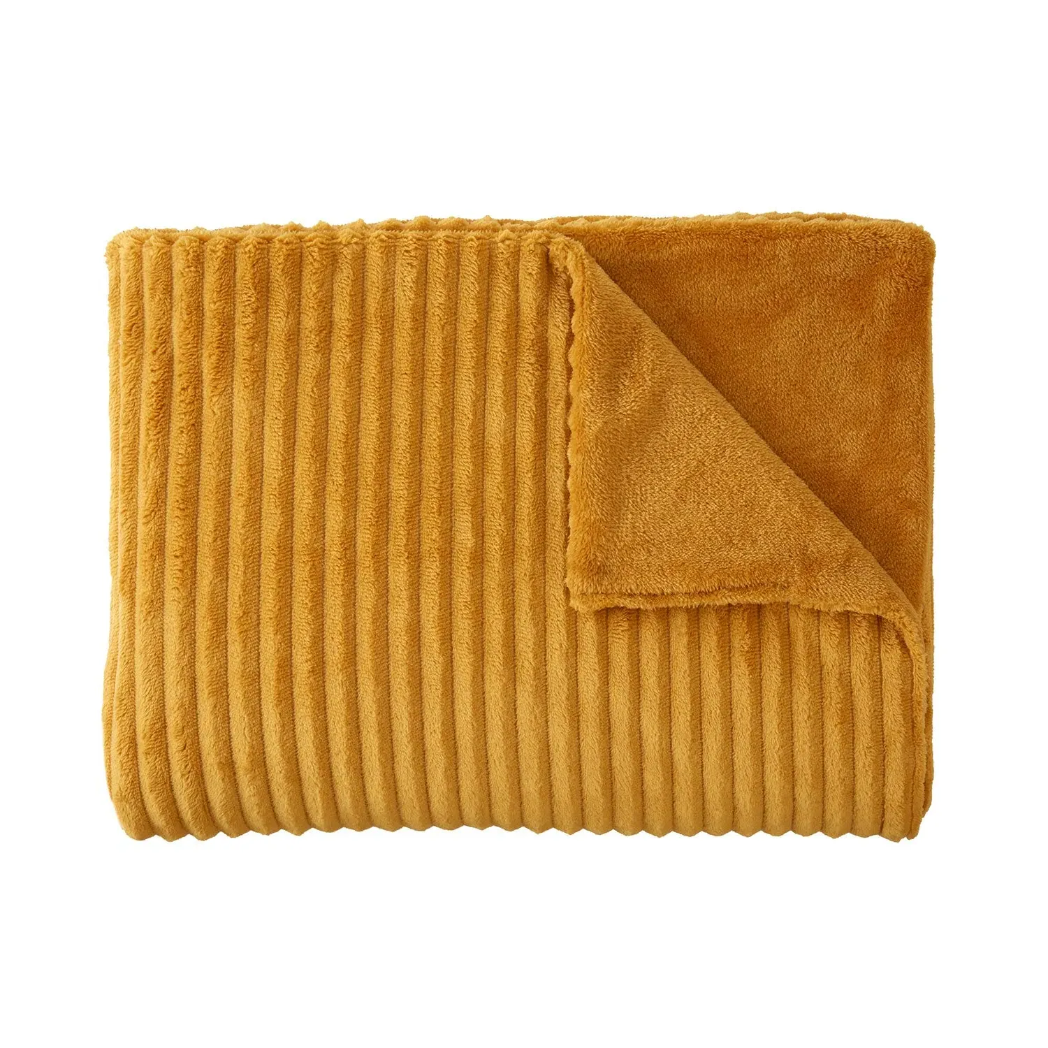 Chunky Ribbed Fleece Throw - Yellow, Fleece