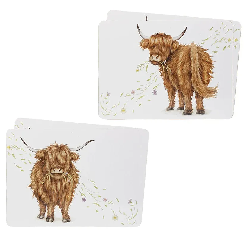 Clemency Bunn Highland Cow Placemats Set of 4 by Julian Charles