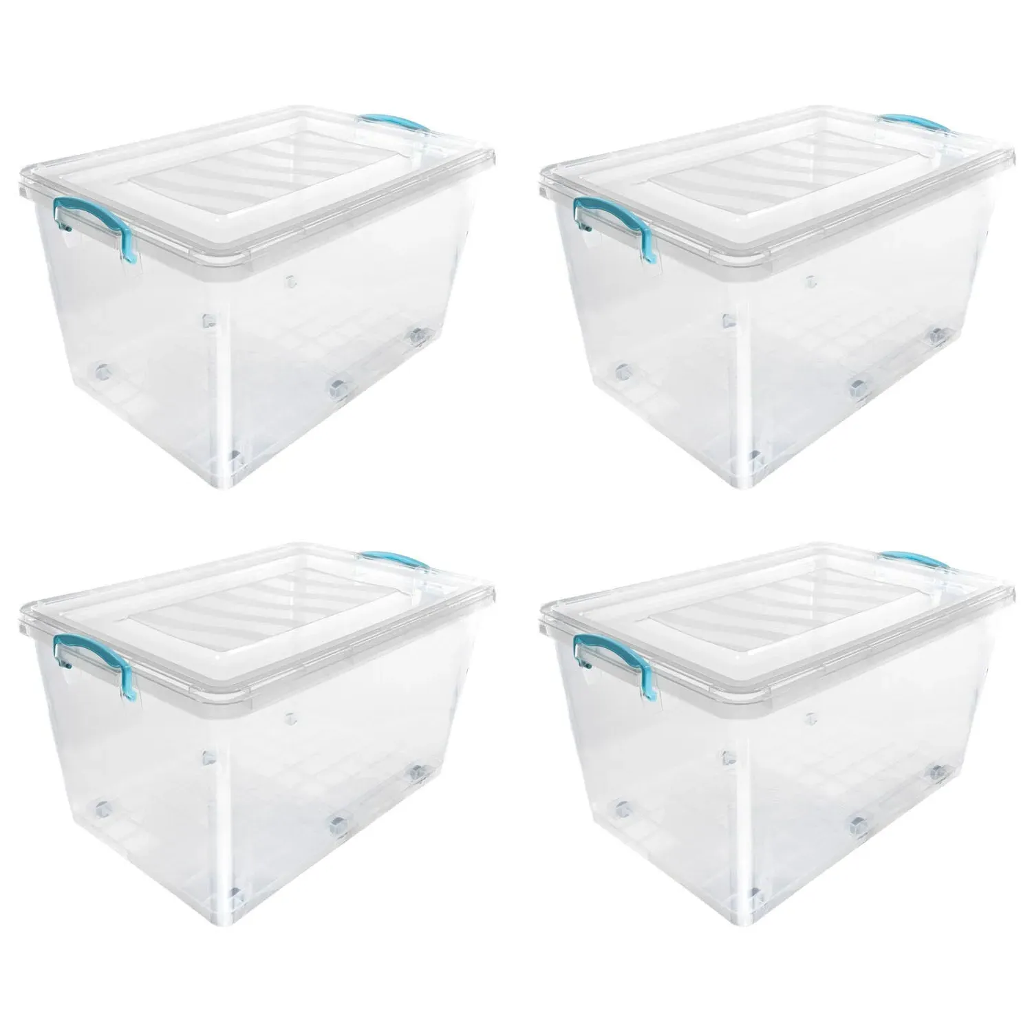 Clip Lidded 50L Storage Box with Wheels - Clear, Plastic by Julian Charles