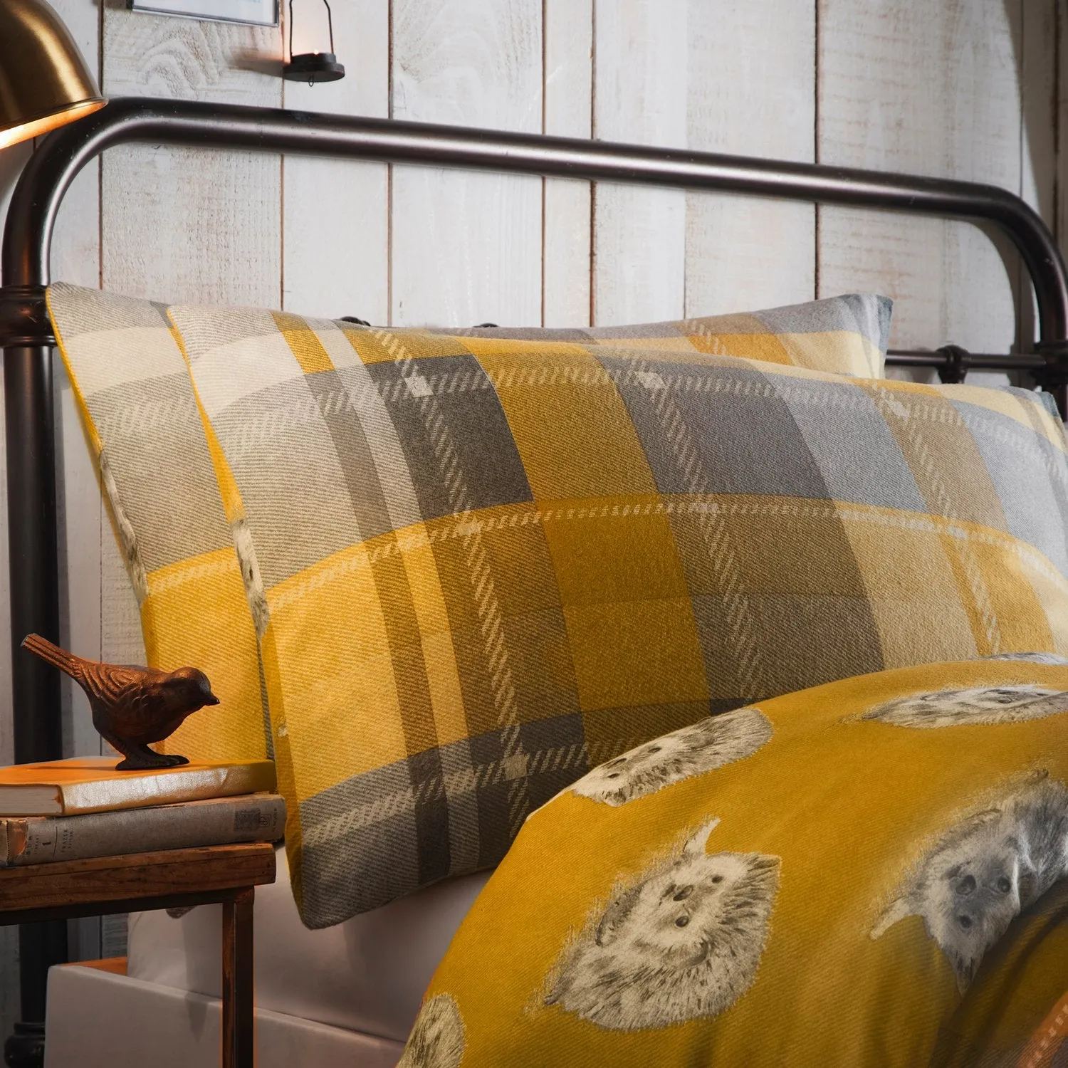 Colville Check Single Duvet Set - Yellow, Brushed Cotton alternate view
