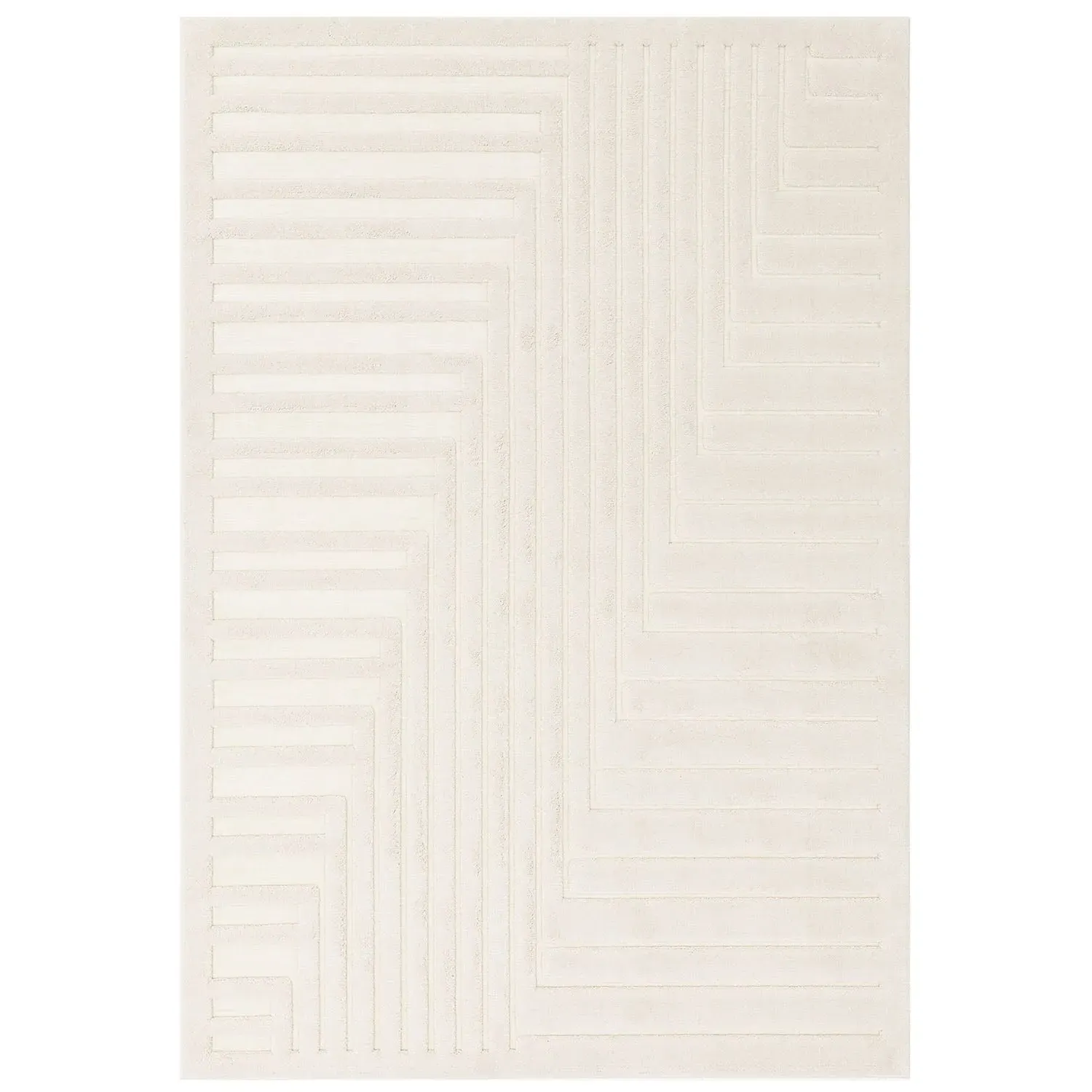 Connection Rug with 3D Patterns - Ivory