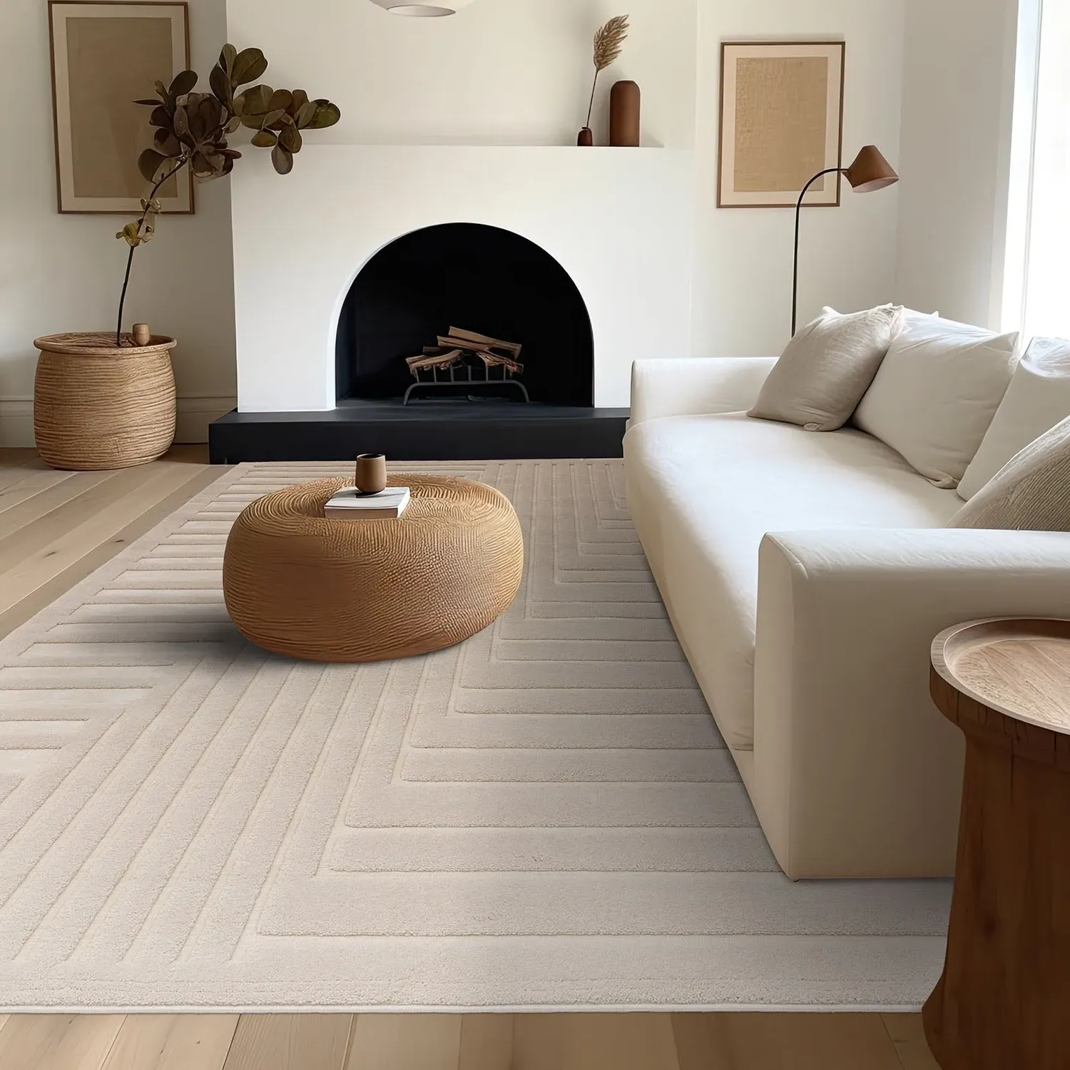 Connection Rug with 3D Patterns - Ivory