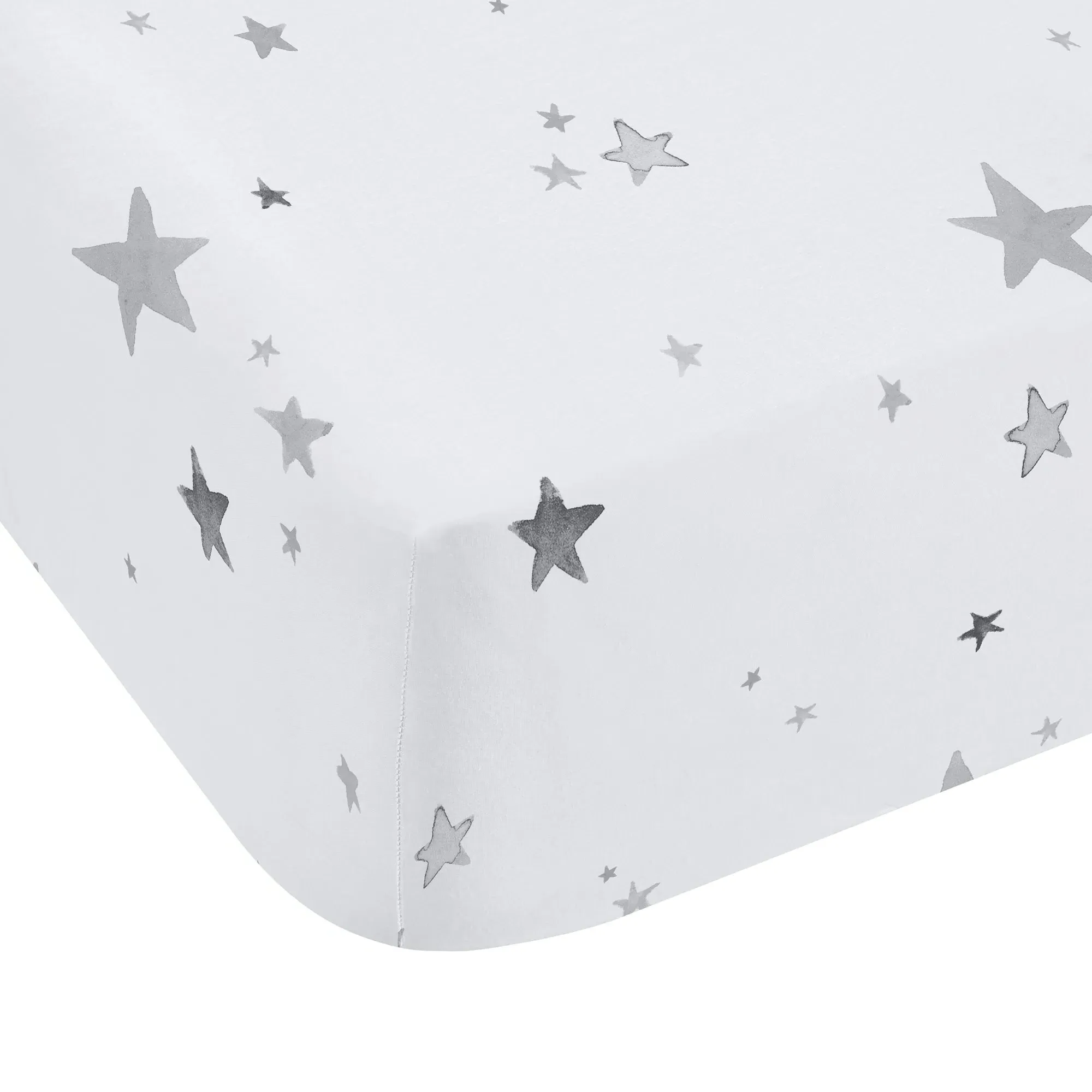 Cot Bed Fitted Sheet with Stars - Grey, Cotton
