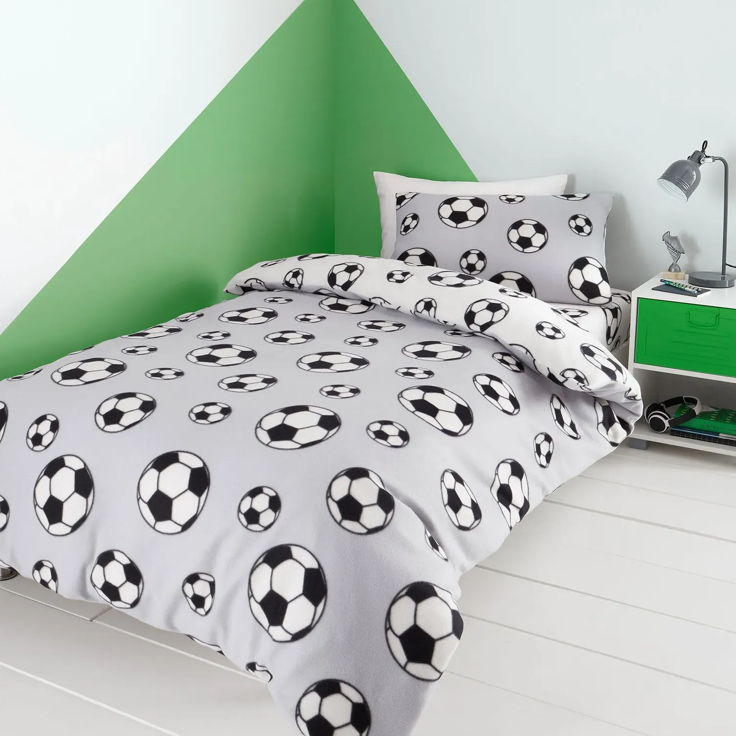 Cot Bed Football Duvet Set - Grey, Fleece