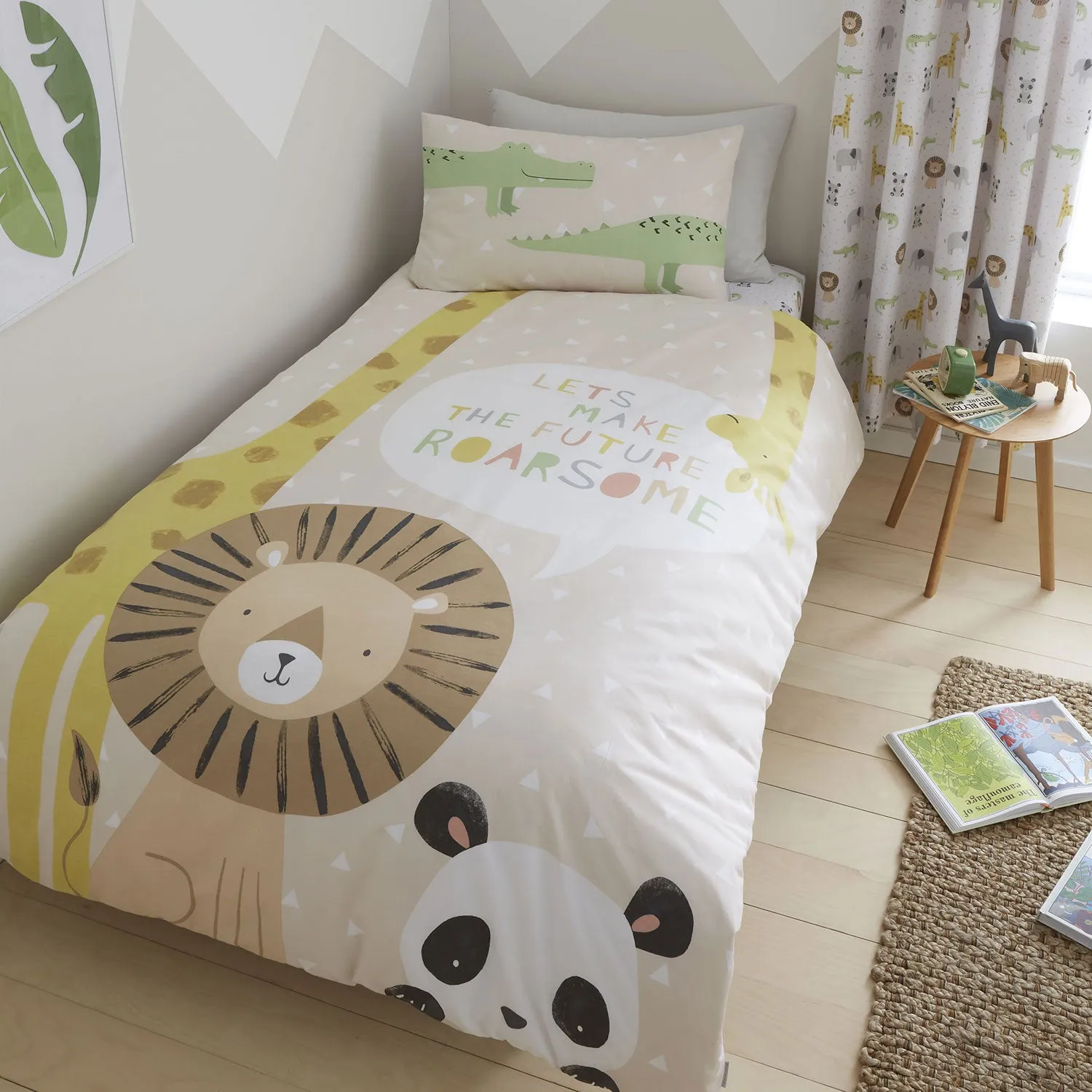 Cot Bed Reversible Duvet Set - Natural, Cotton
