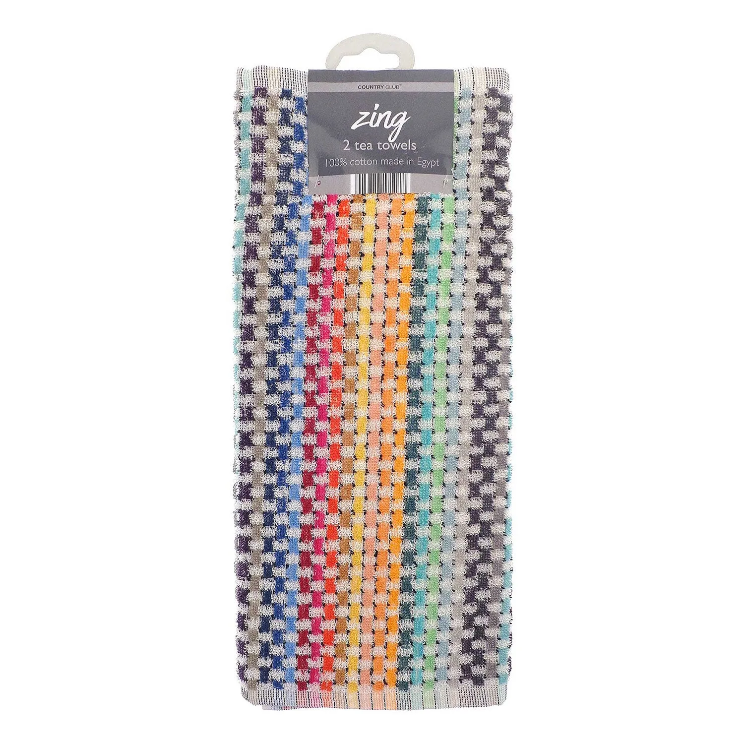 Country Club Zing Rainbow Tea Towels 2-Pack - Multi, Cotton by Julian Charles