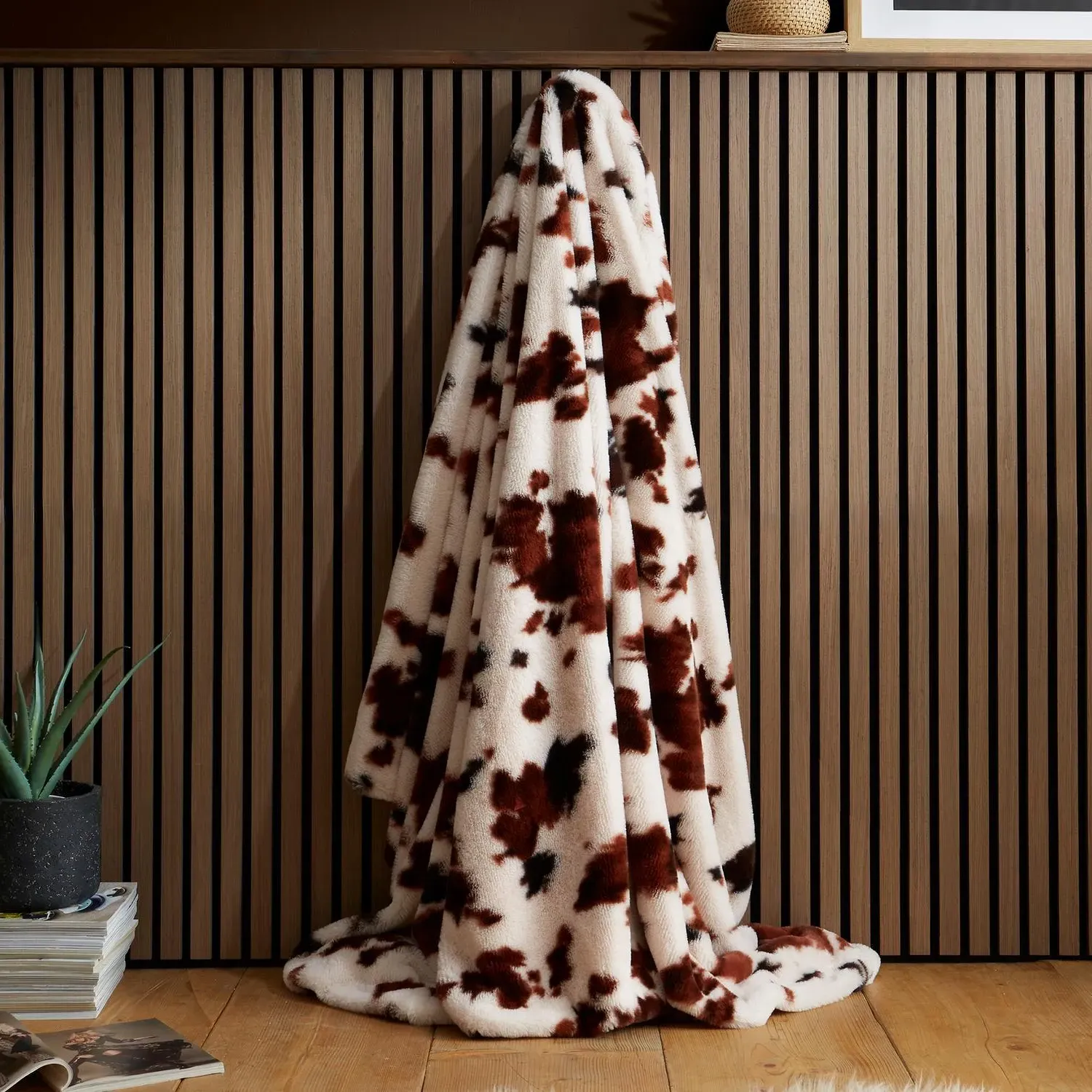 Cow Print Fleece Throw - Brown by Julian Charles