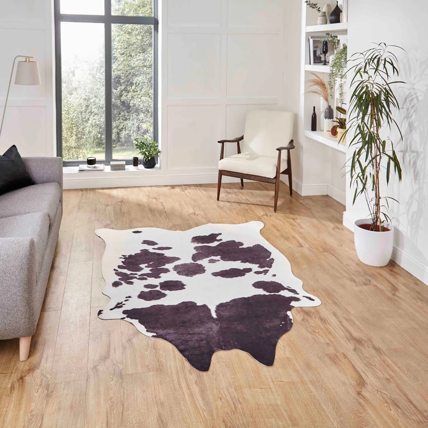 Cow Print Rug No-Pile - Black, Faux Animal