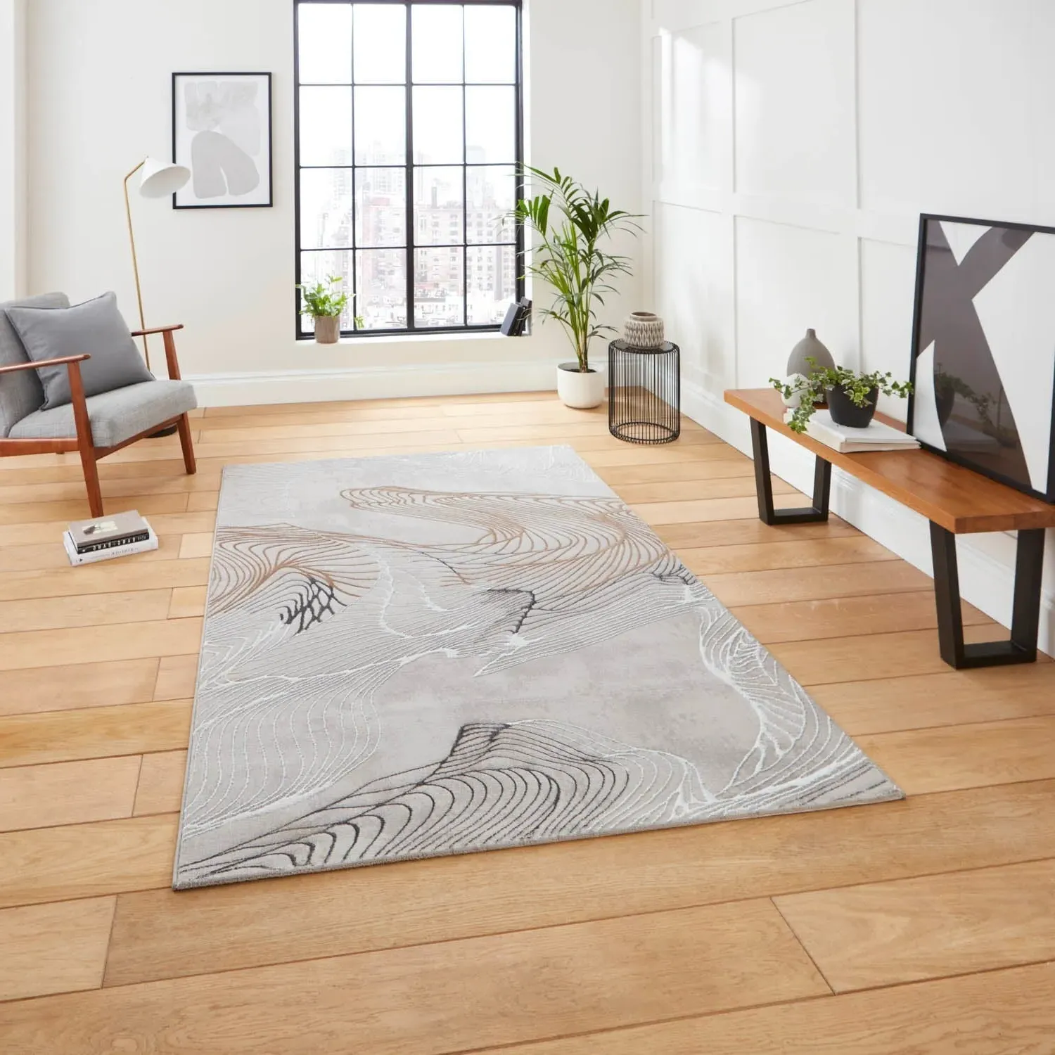 Abstract Swirl Rug - Grey, Polypropylene product