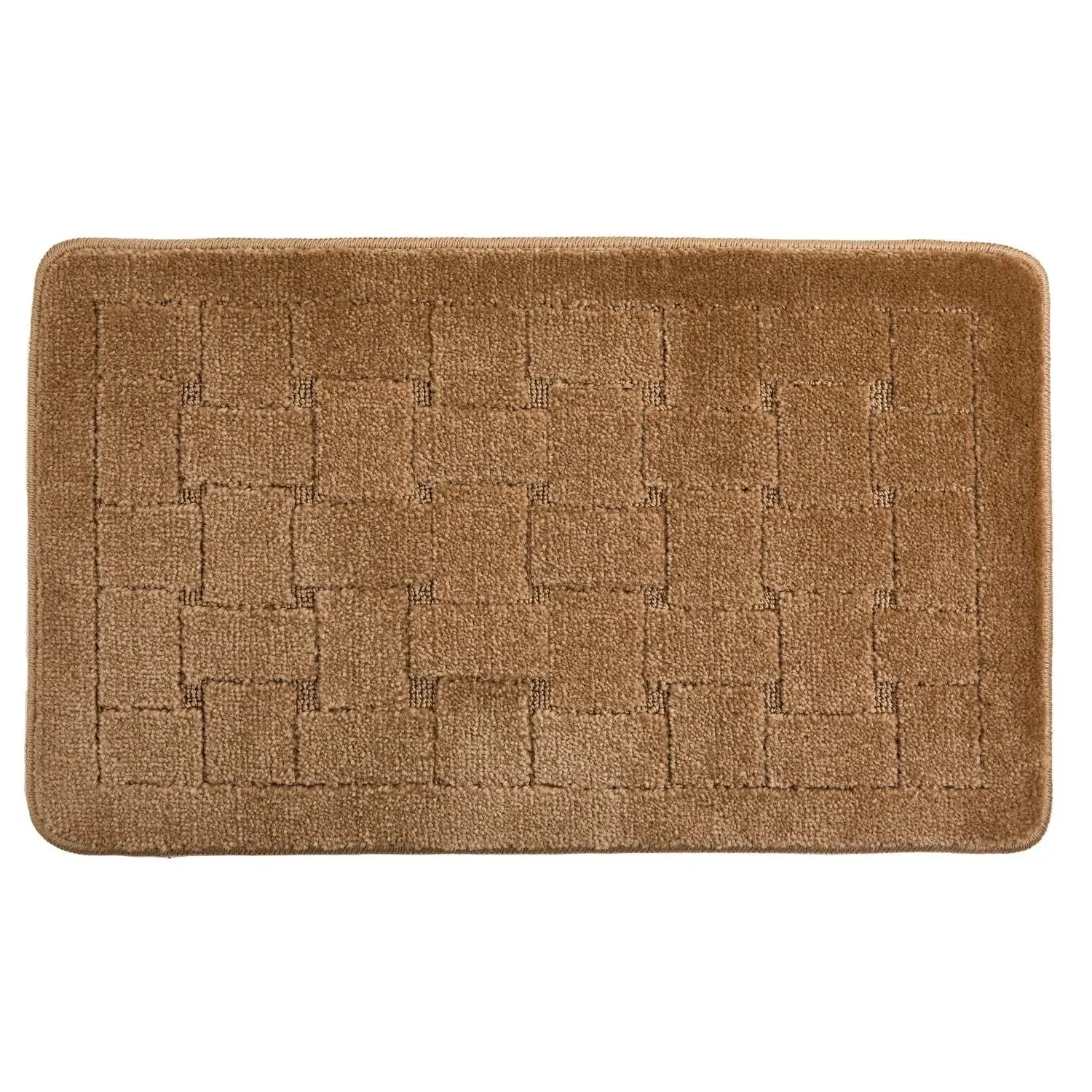 Crosshatch Bath Mat Non-Slip - Beige, Polycotton