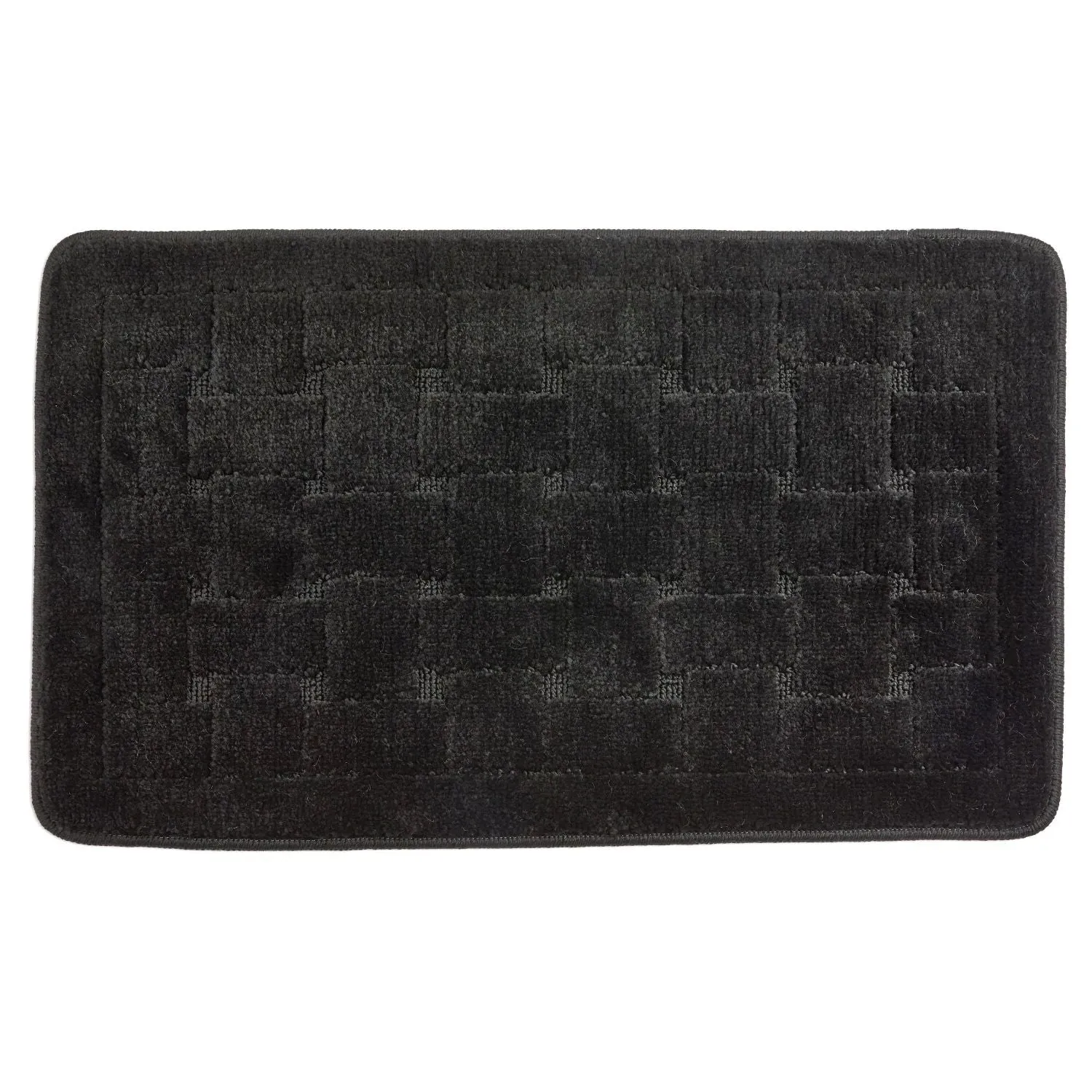 Crosshatch Bath Mat Non-Slip - Black, Polycotton